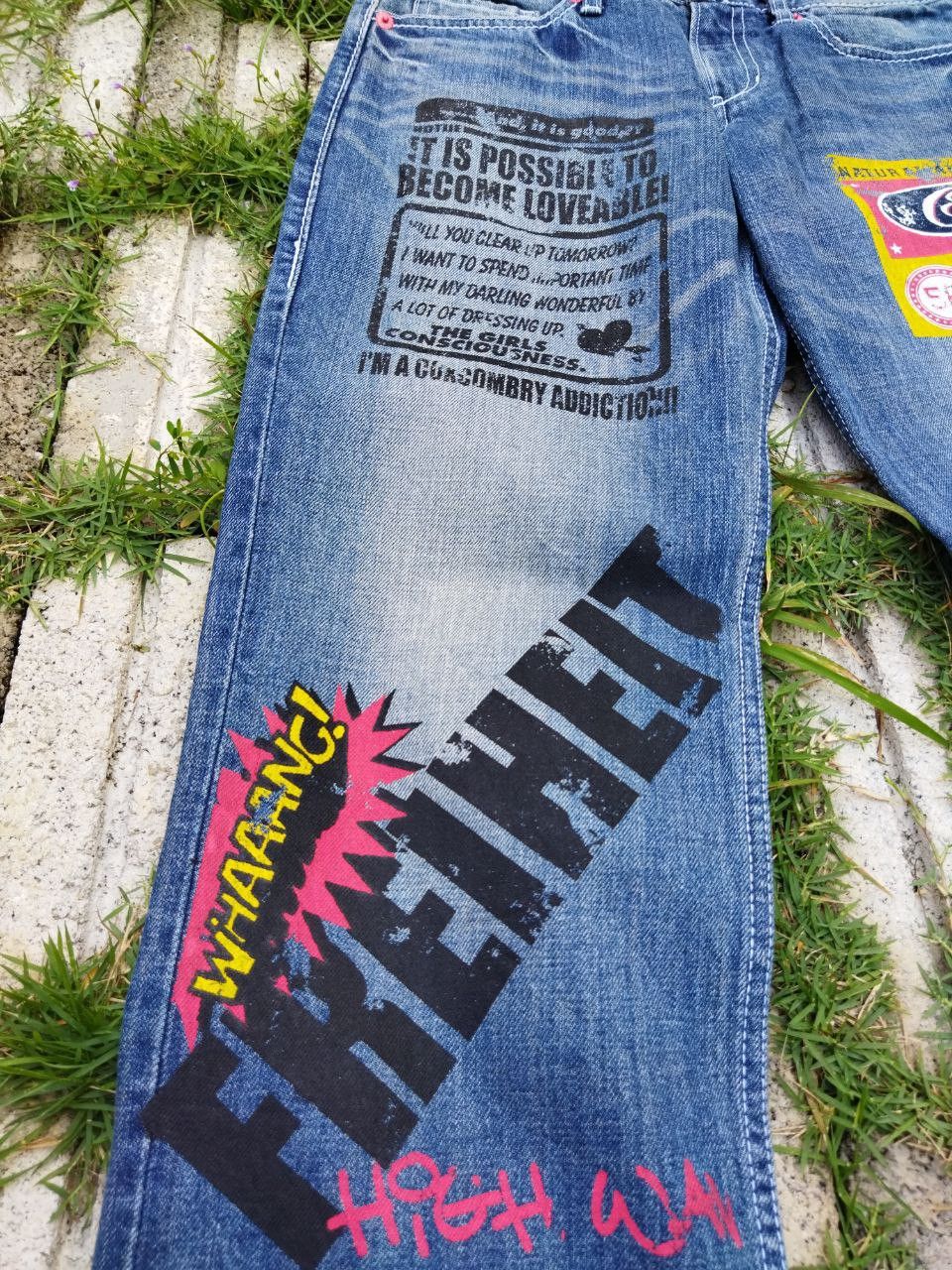 Japanese Brand Co&Lu Japan Hysteric Style Patches + Painted Jeans Size US 32 / EU 48 - 5 Thumbnail