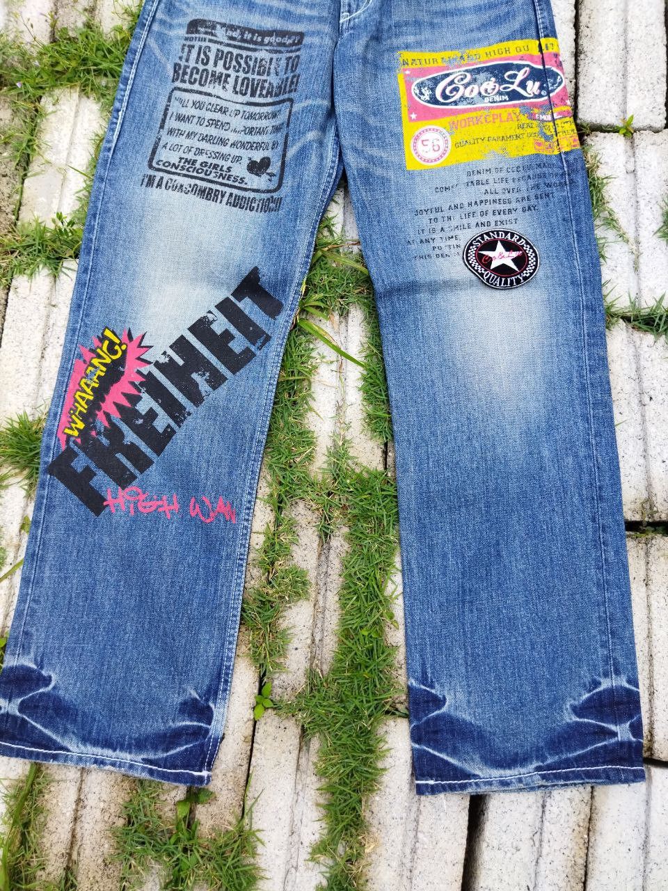 Japanese Brand Co&Lu Japan Hysteric Style Patches + Painted Jeans Size US 32 / EU 48 - 3 Thumbnail