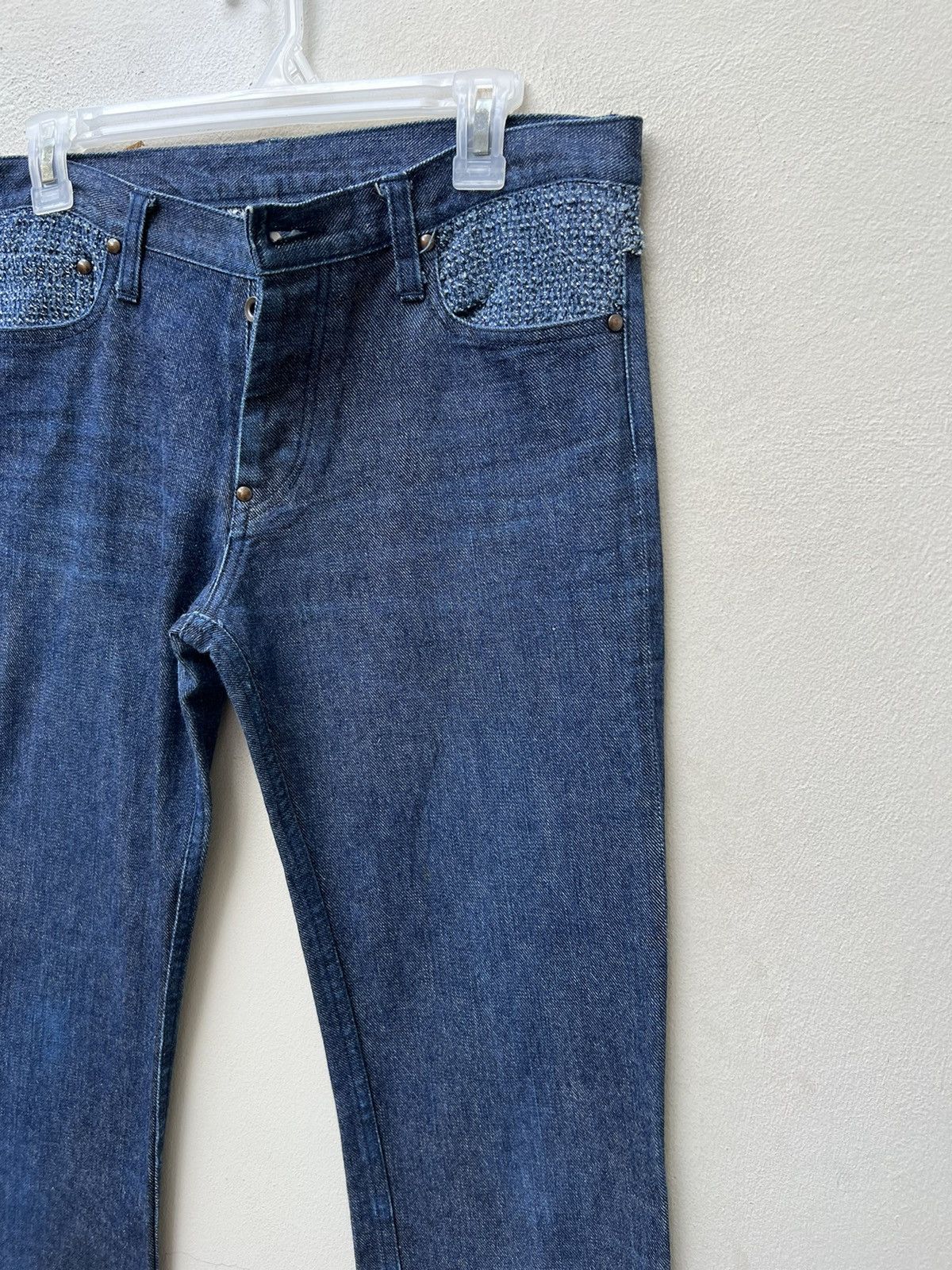 Issey Miyake Hiroyuki Obara AYUITE Japan Hybrid Sashiko Denim Flare Jeans Size US 30 / EU 46 - 12 Thumbnail
