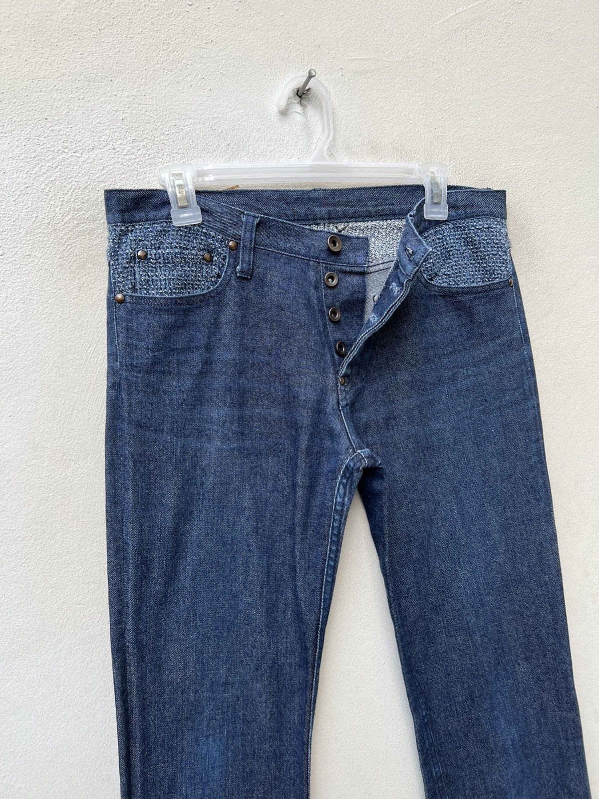 Issey Miyake Hiroyuki Obara AYUITE Japan Hybrid Sashiko Denim Flare Jeans Size US 30 / EU 46 - 8 Thumbnail