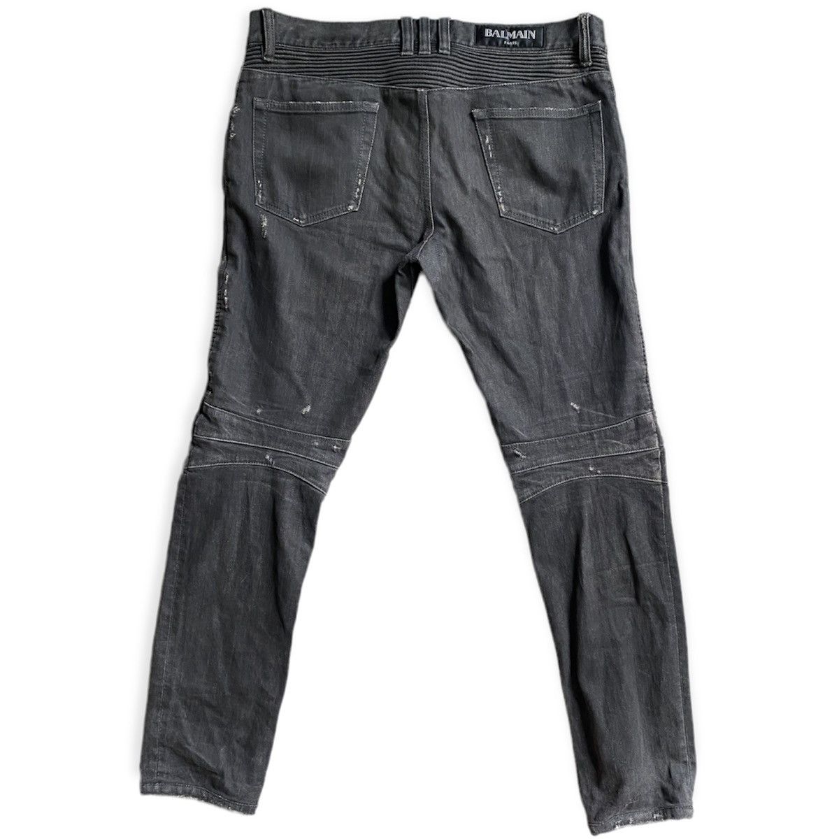 Balmain Balmain Black Wash Ripped Knee Biker Jeans Size US 31 - 2 Thumbnail