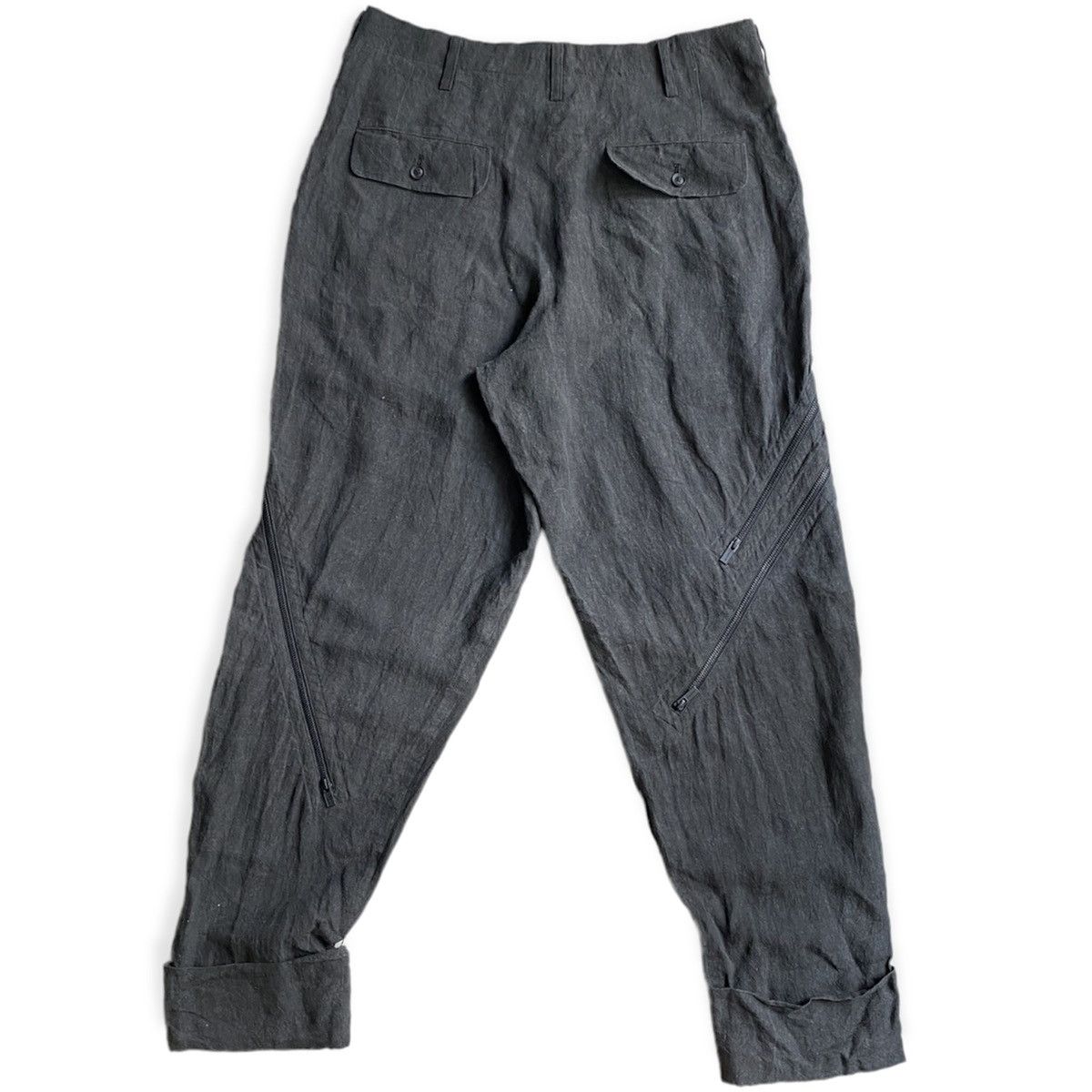 Yohji Yamamoto Sample SS22 Linen Ink Dye Zip Cuffs Zip Pants Size US 33 - 2 Thumbnail