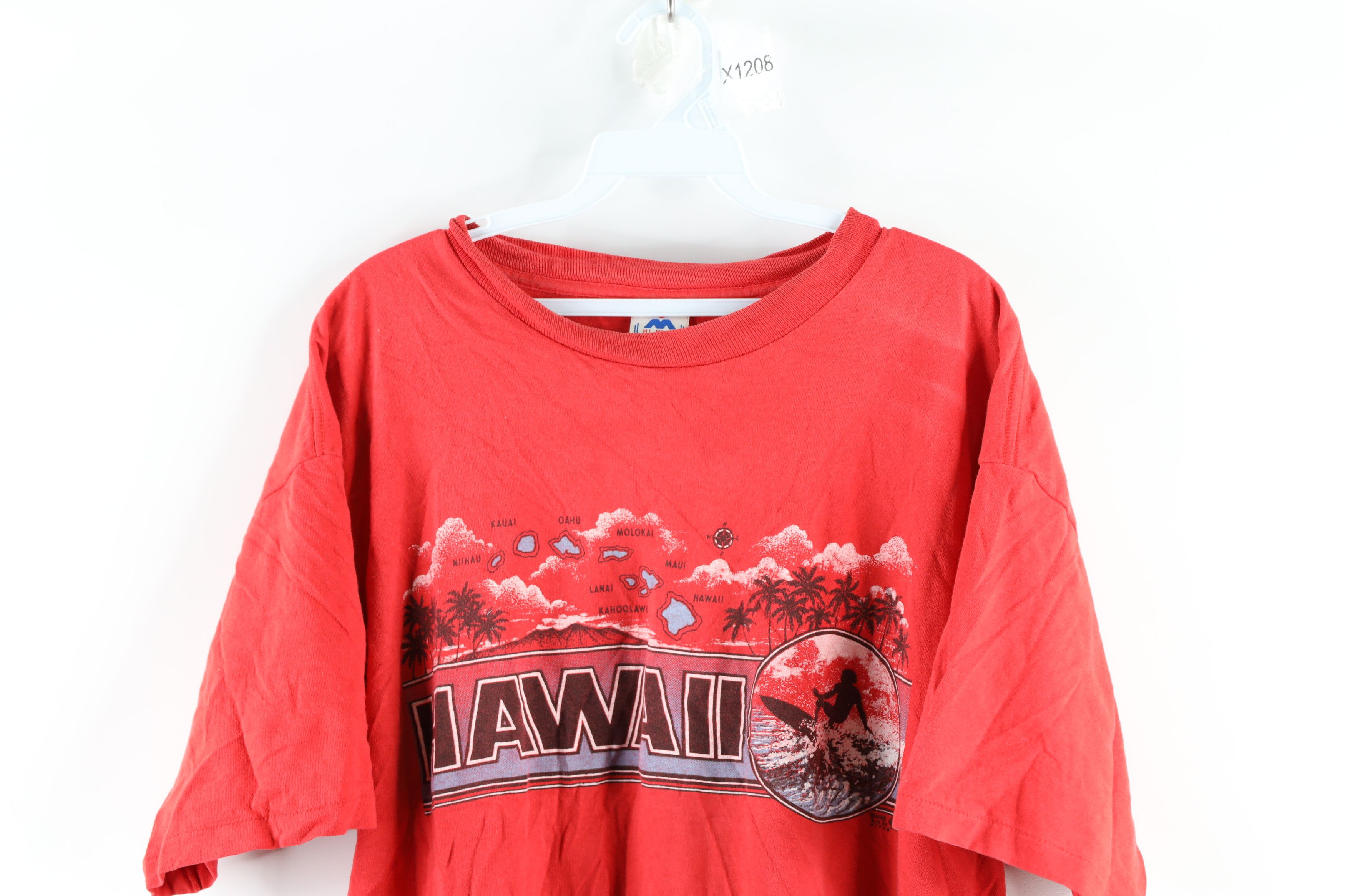 Vintage Vintage 80s Streetwear Thrashed Hawaii Surfing T-Shirt Red Size US XL / EU 56 / 4 - 2 Preview