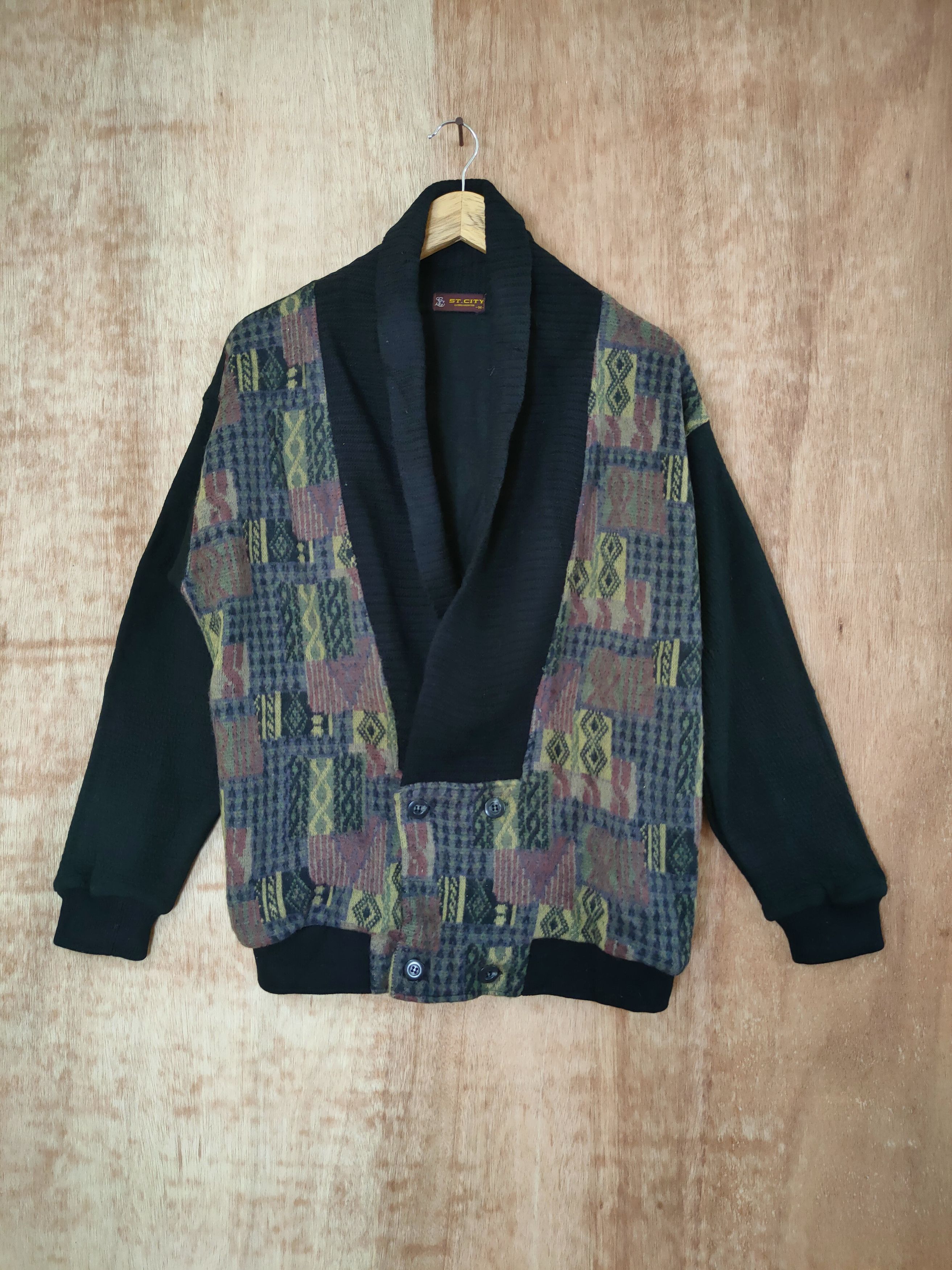 image of Vintage S.t City Cardigan Knitwear Japan Art 46-473 in Black, Men's (Size Medium)
