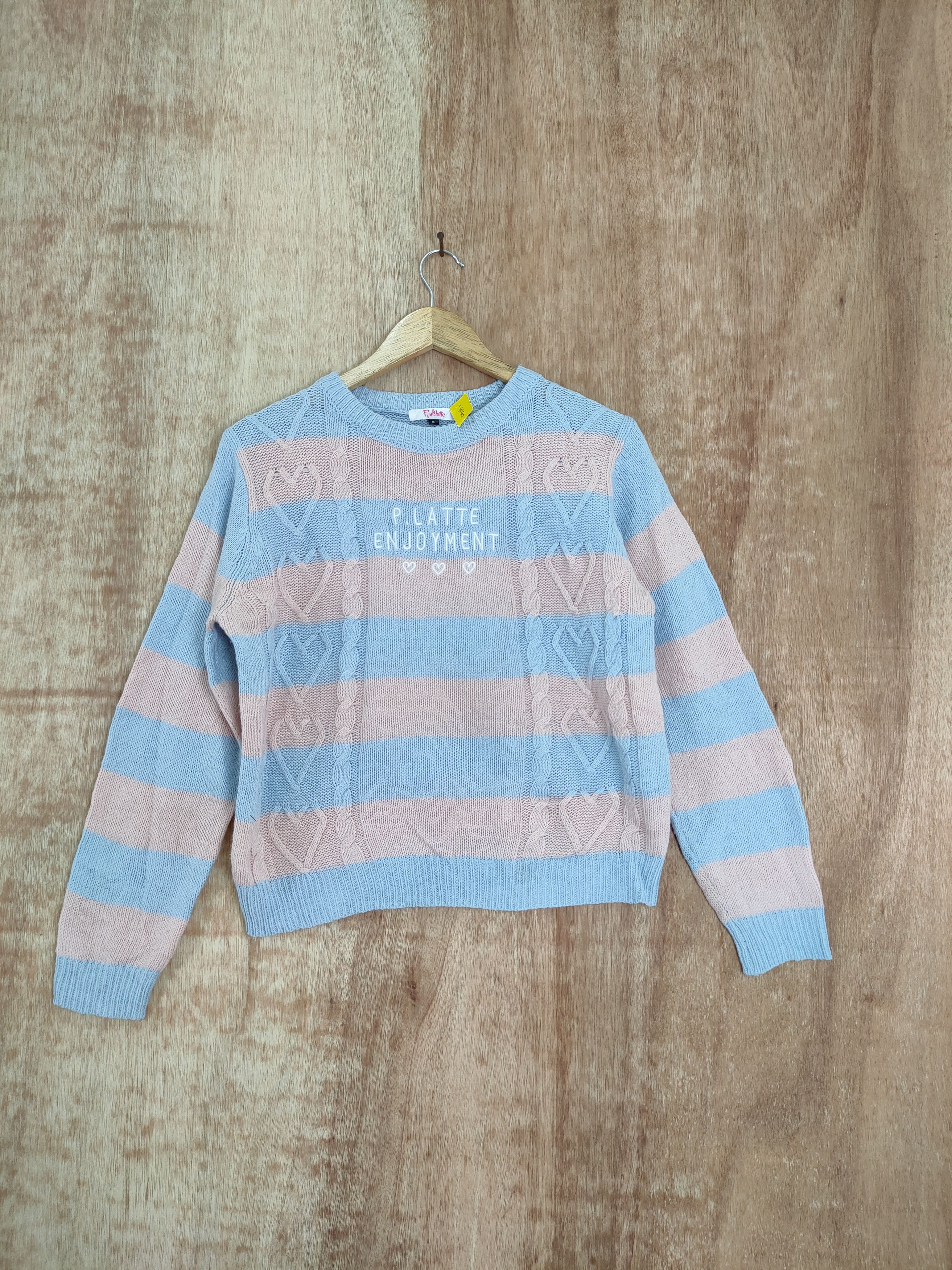 Pink Latte stripe knitwear japan #4140