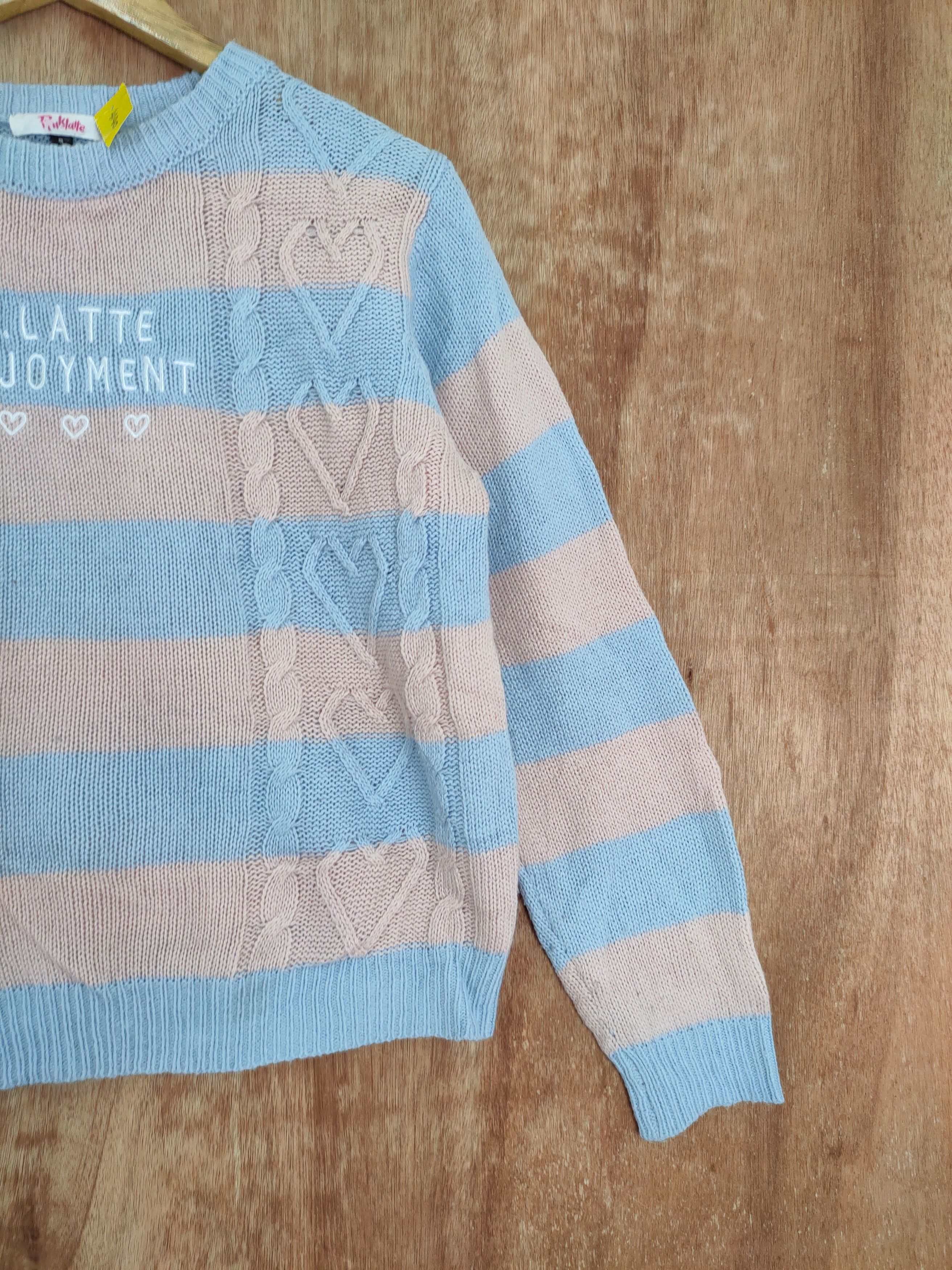 Japanese Brand Pink Latte stripe knitwear japan #4140 Size US S / EU 44-46 / 1 - 3 Thumbnail