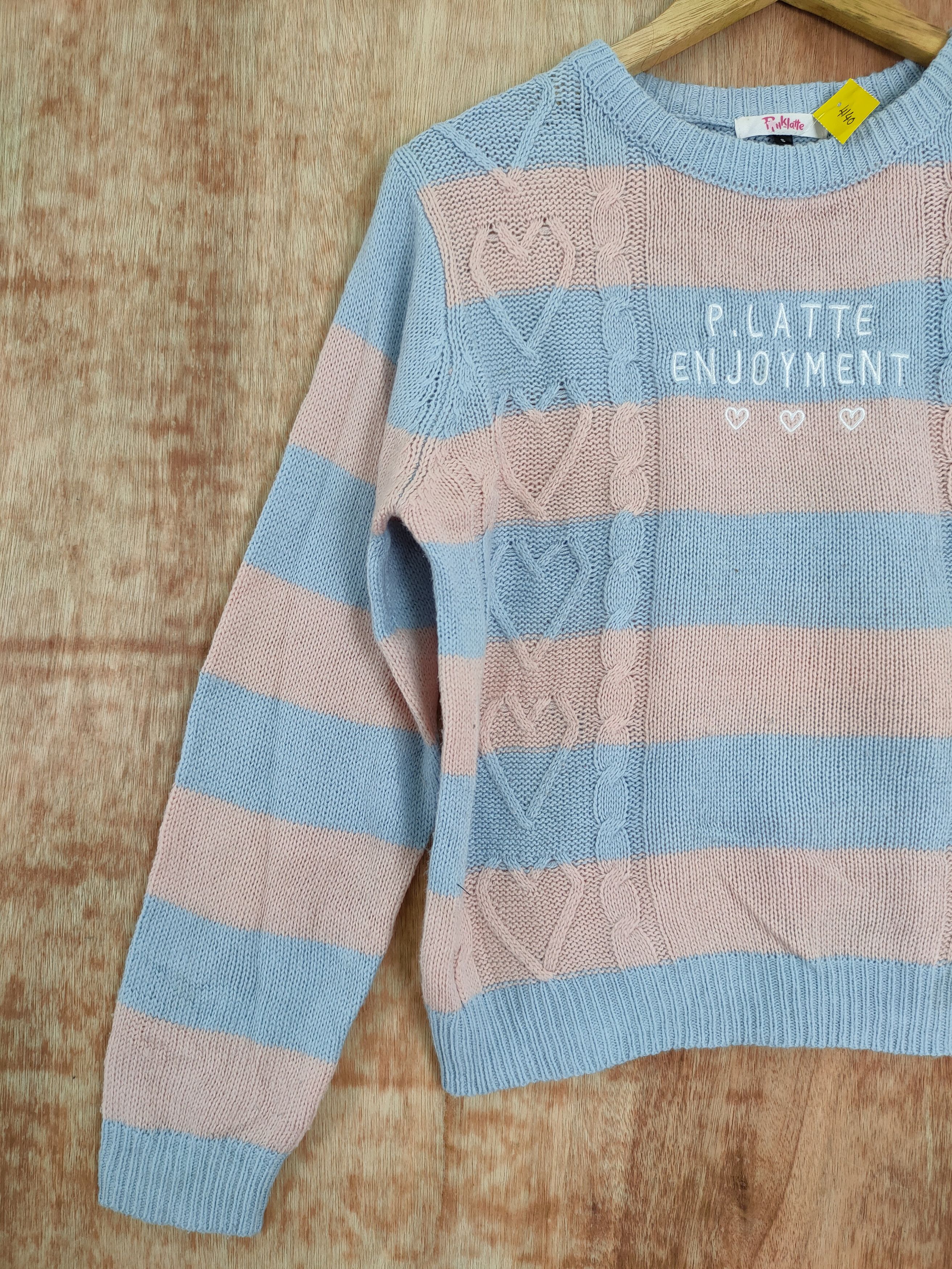 Japanese Brand Pink Latte stripe knitwear japan #4140 Size US S / EU 44-46 / 1 - 2 Thumbnail