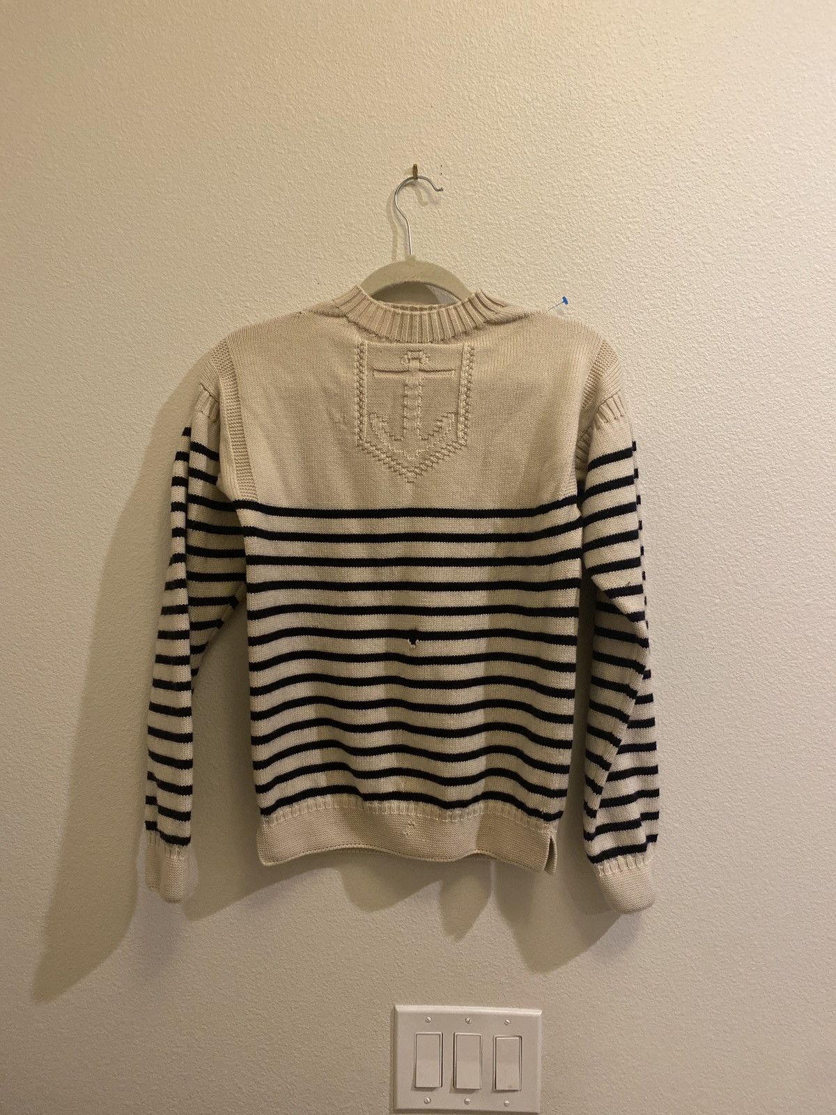 JPG Black/Cream Striped Anchor Embroidered sweater