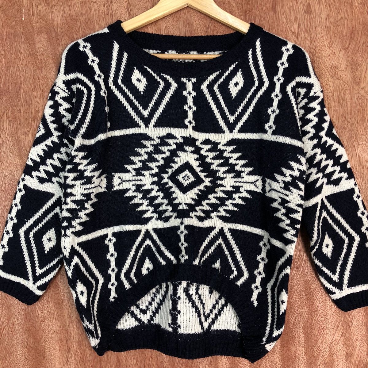 Homespun Knitwear × Japanese Brand Japan Brand BLack Knitwear navajo art #6047 Size S / US 4 / IT 40 - 8 Thumbnail