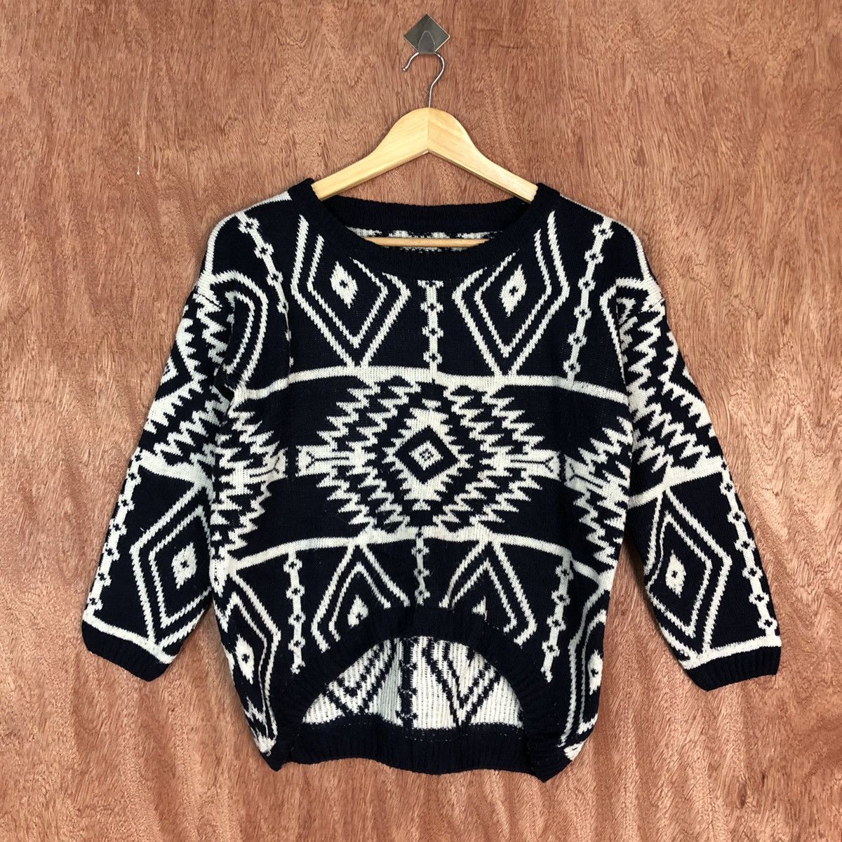 Homespun Knitwear × Japanese Brand Japan Brand BLack Knitwear navajo art #6047 Size S / US 4 / IT 40 - 3 Thumbnail