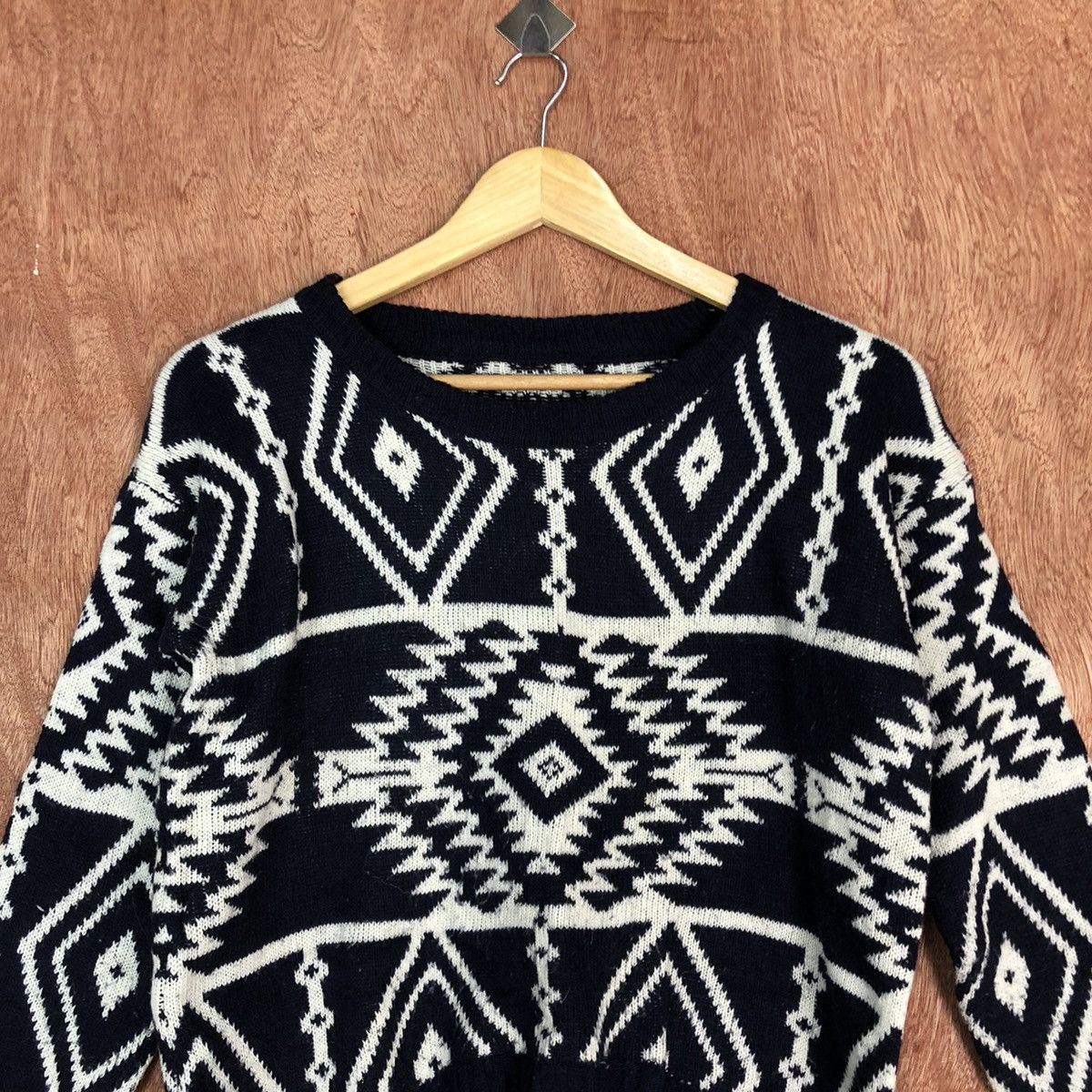 Homespun Knitwear × Japanese Brand Japan Brand BLack Knitwear navajo art #6047 Size S / US 4 / IT 40 - 2 Thumbnail