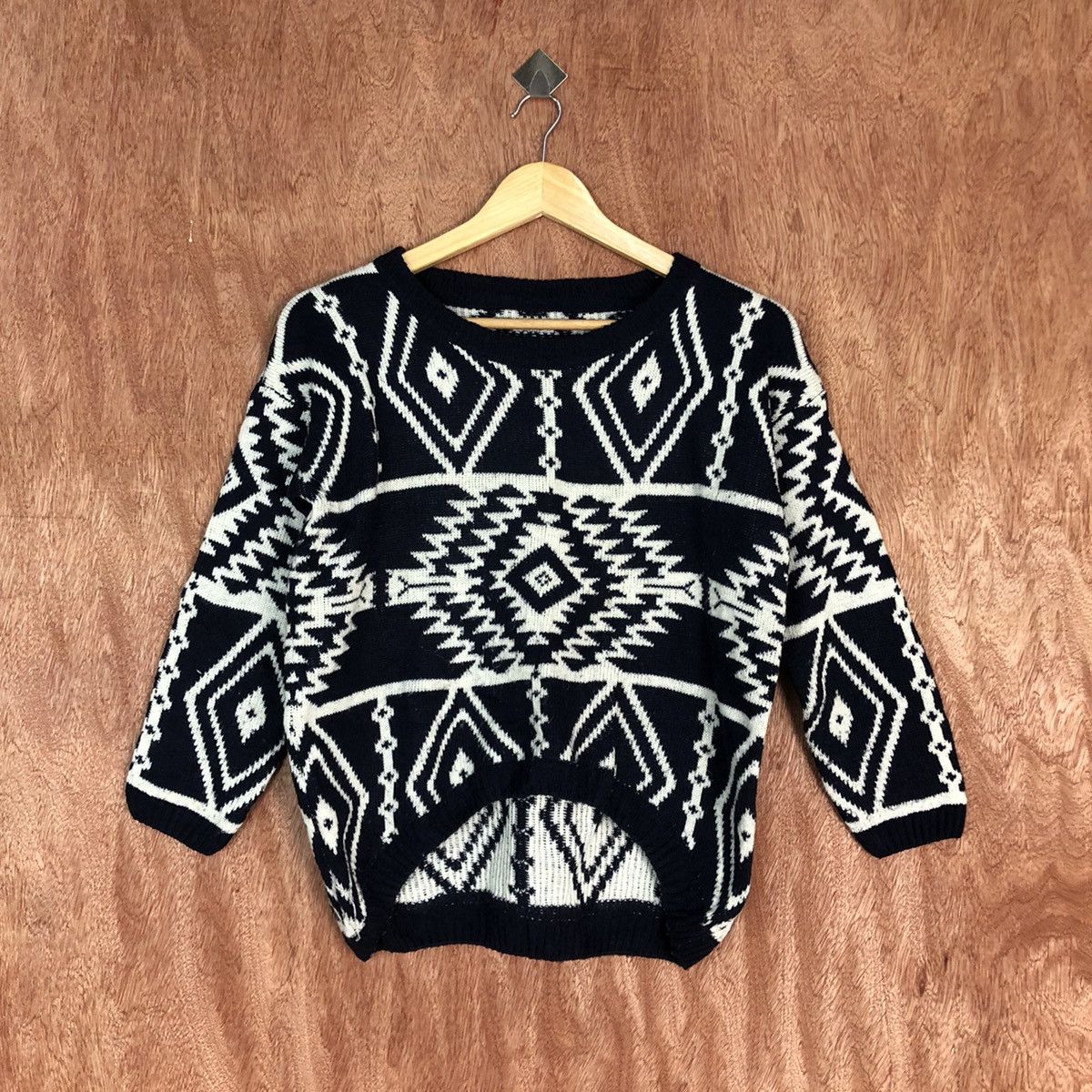 Homespun Knitwear × Japanese Brand Japan Brand BLack Knitwear navajo art #6047 Size S / US 4 / IT 40 - 1 Thumbnail
