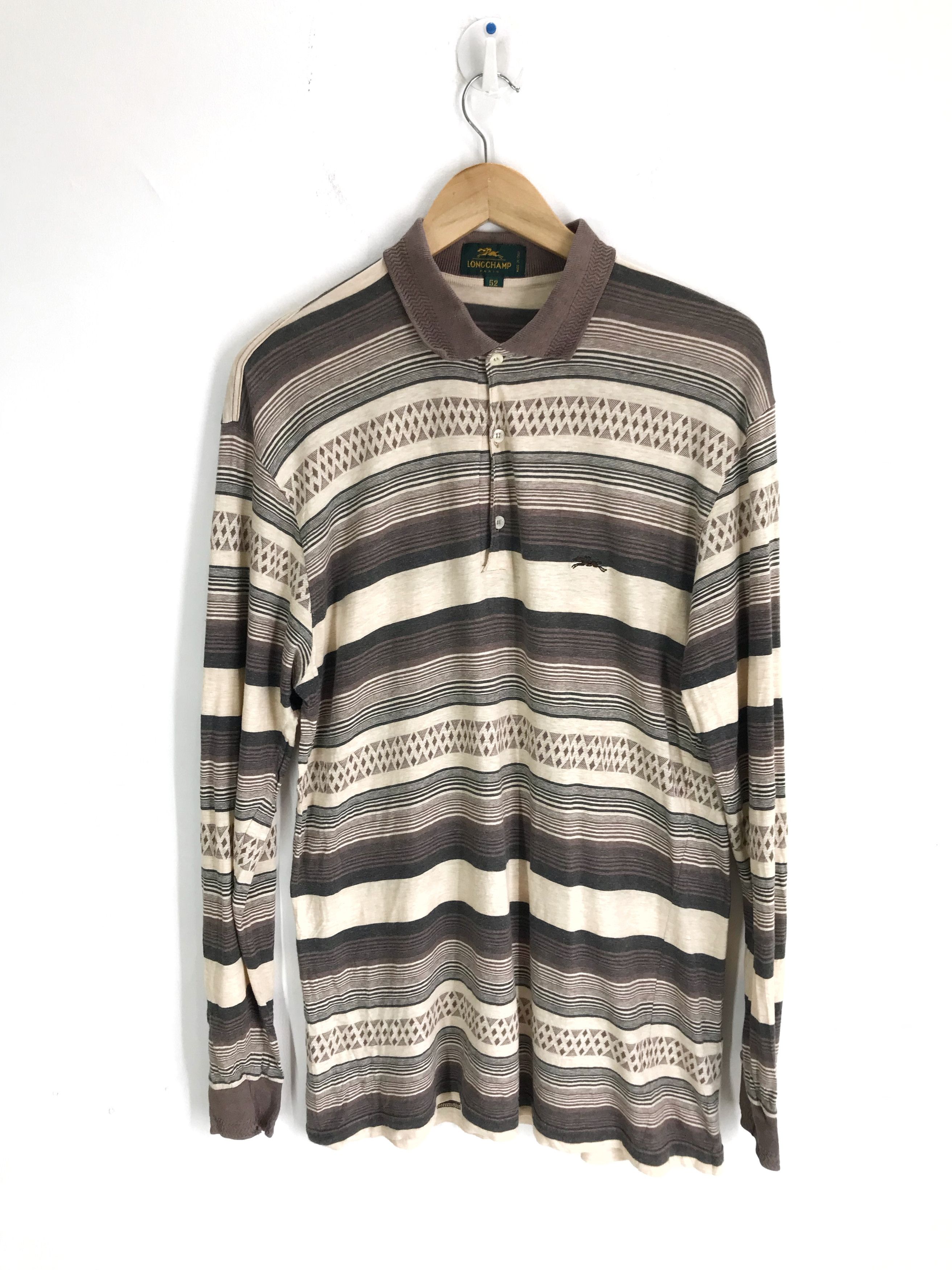 Longchamp Vintage LONGCHAMP PARIS Made In Italy Striped Shirt Size US M / EU 48-50 / 2 - 1 Thumbnail