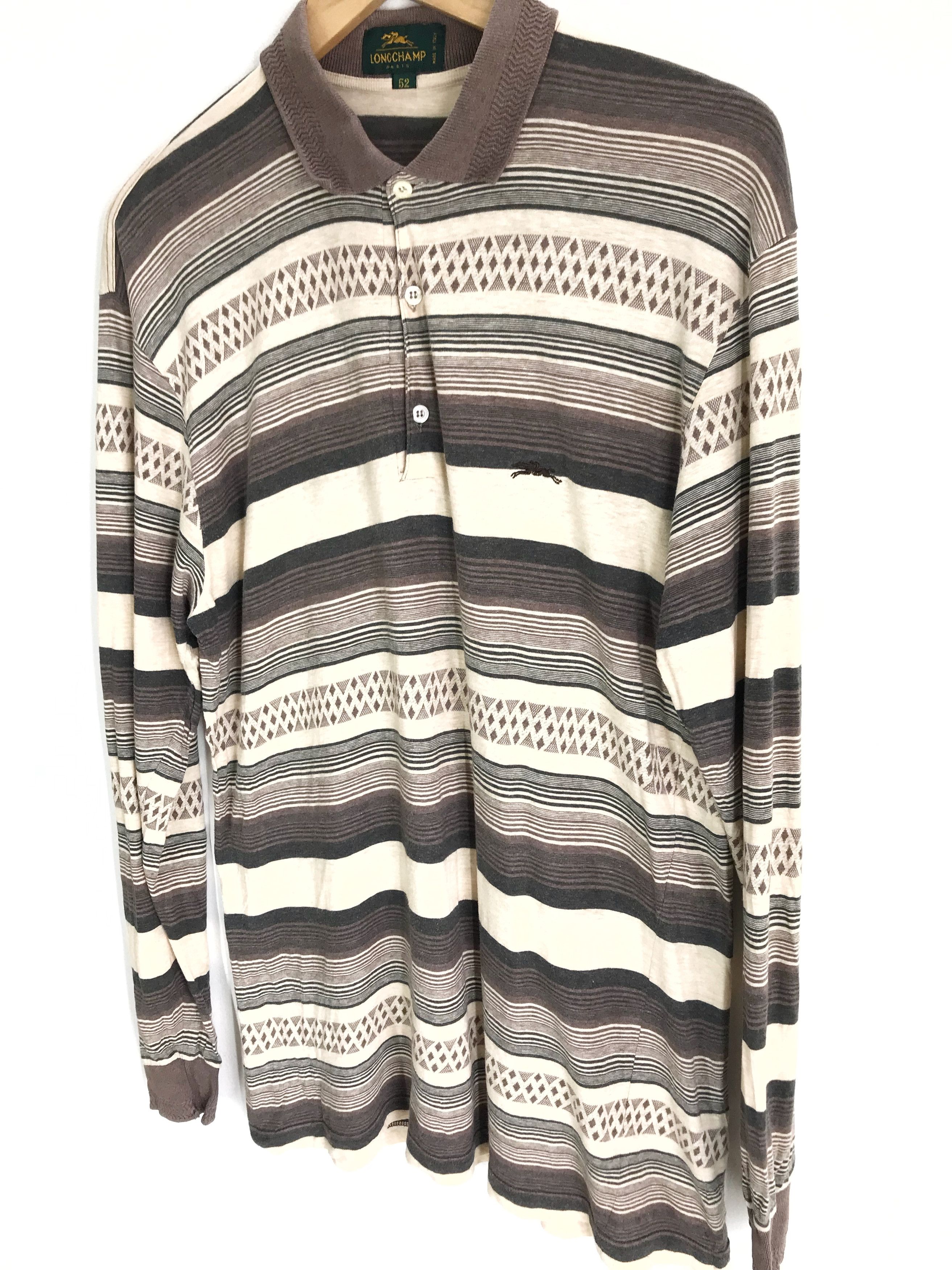 Longchamp Vintage LONGCHAMP PARIS Made In Italy Striped Shirt Size US M / EU 48-50 / 2 - 2 Thumbnail