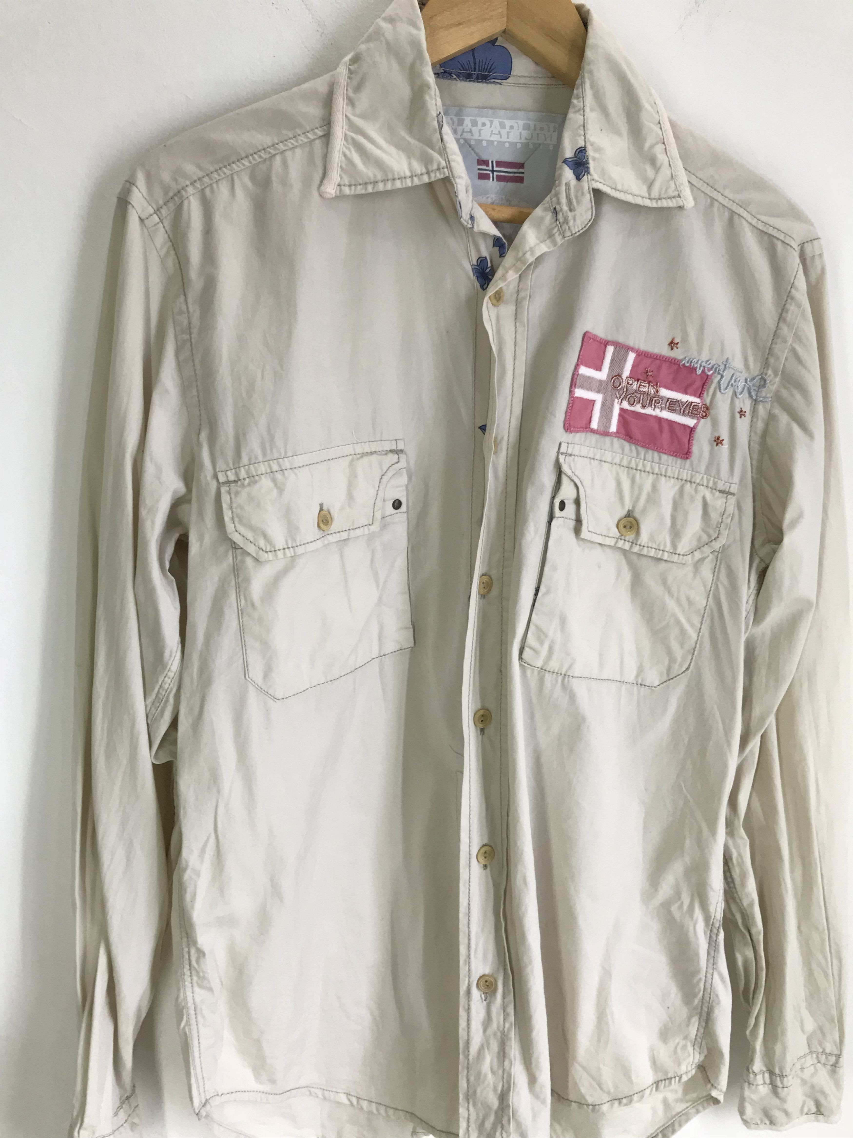 Napapijri NAPAPIJRI Geographic Double Pocket Button Down Shirt Size US M / EU 48-50 / 2 - 6 Thumbnail