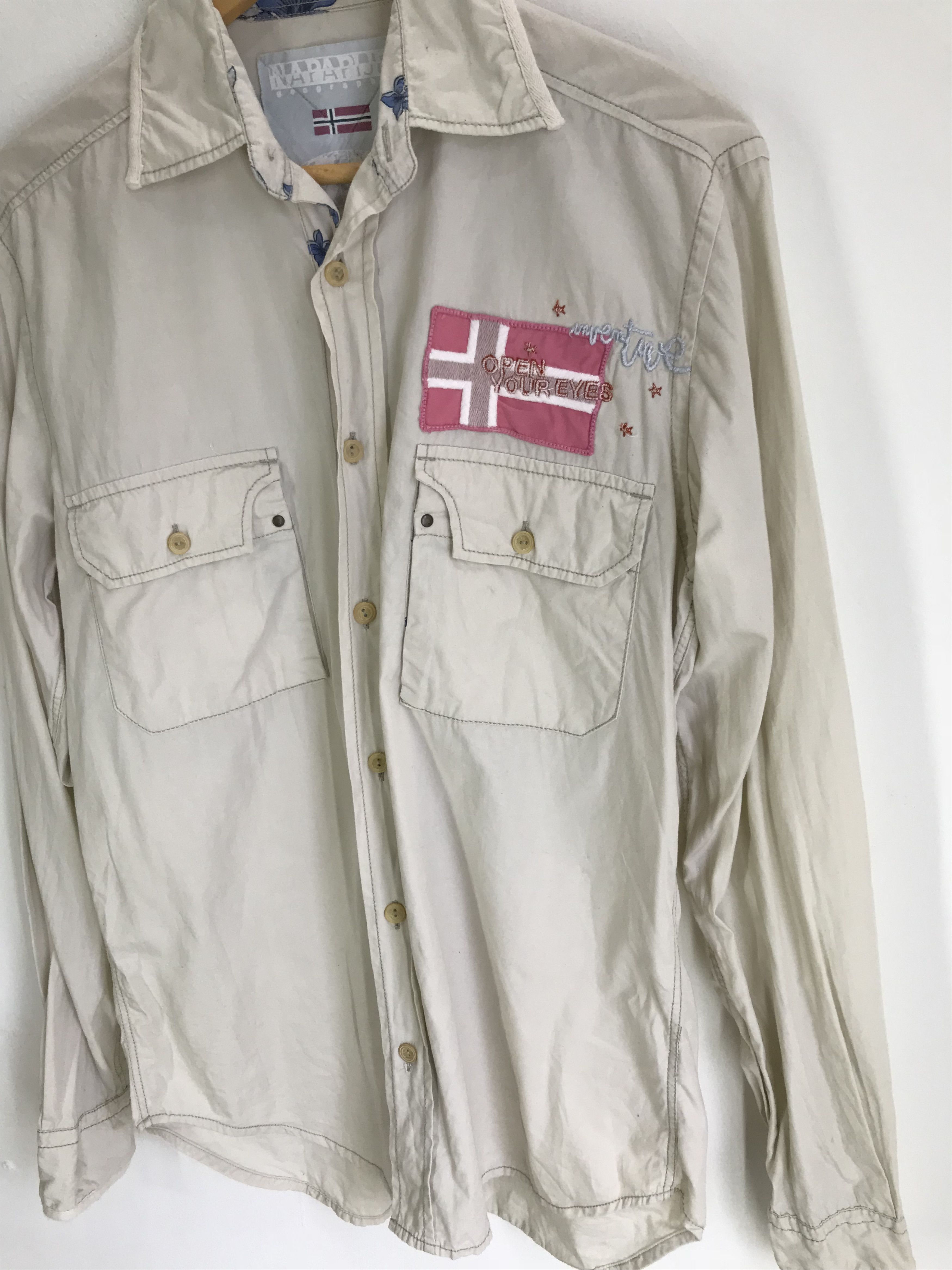 Napapijri NAPAPIJRI Geographic Double Pocket Button Down Shirt Size US M / EU 48-50 / 2 - 5 Thumbnail