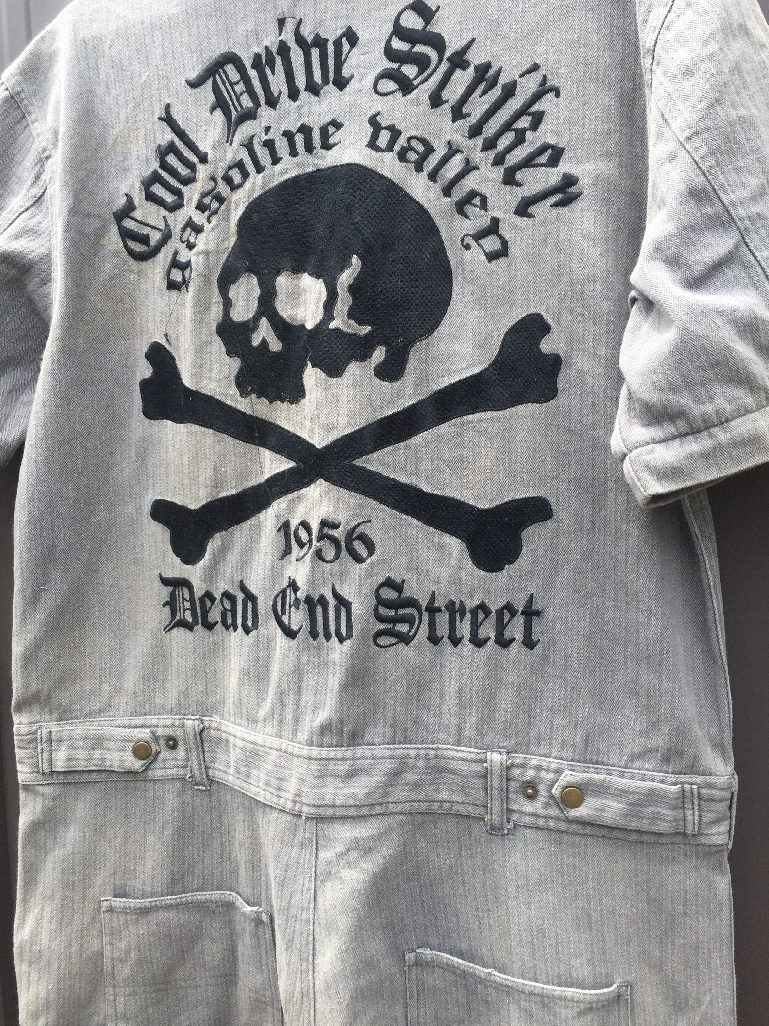 Japanese Brand × Vintage Skulls Herringbone Jumpsuit Overall Size US 36 / EU 52 - 2 Thumbnail