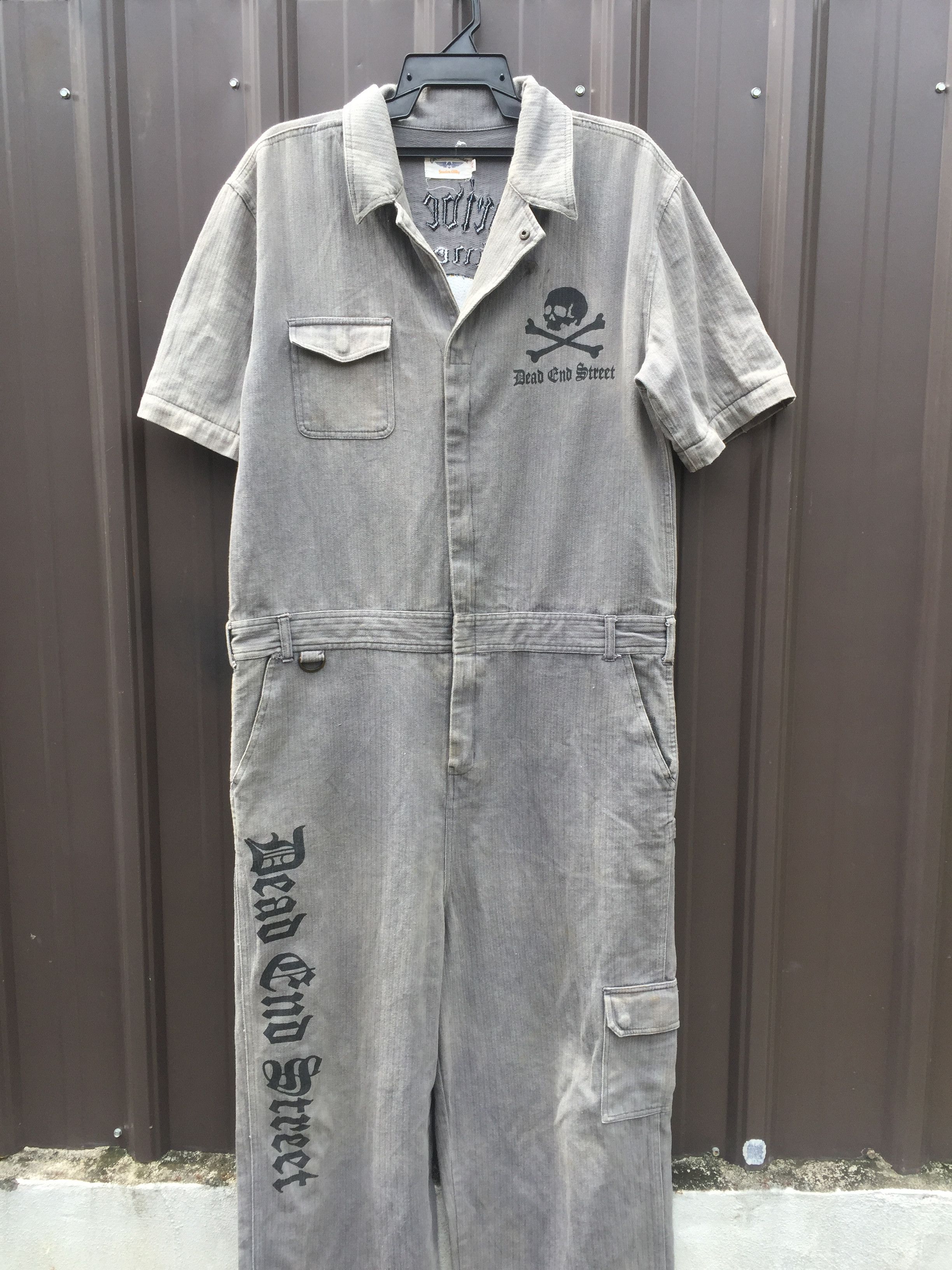 Japanese Brand × Vintage Skulls Herringbone Jumpsuit Overall Size US 36 / EU 52 - 3 Thumbnail