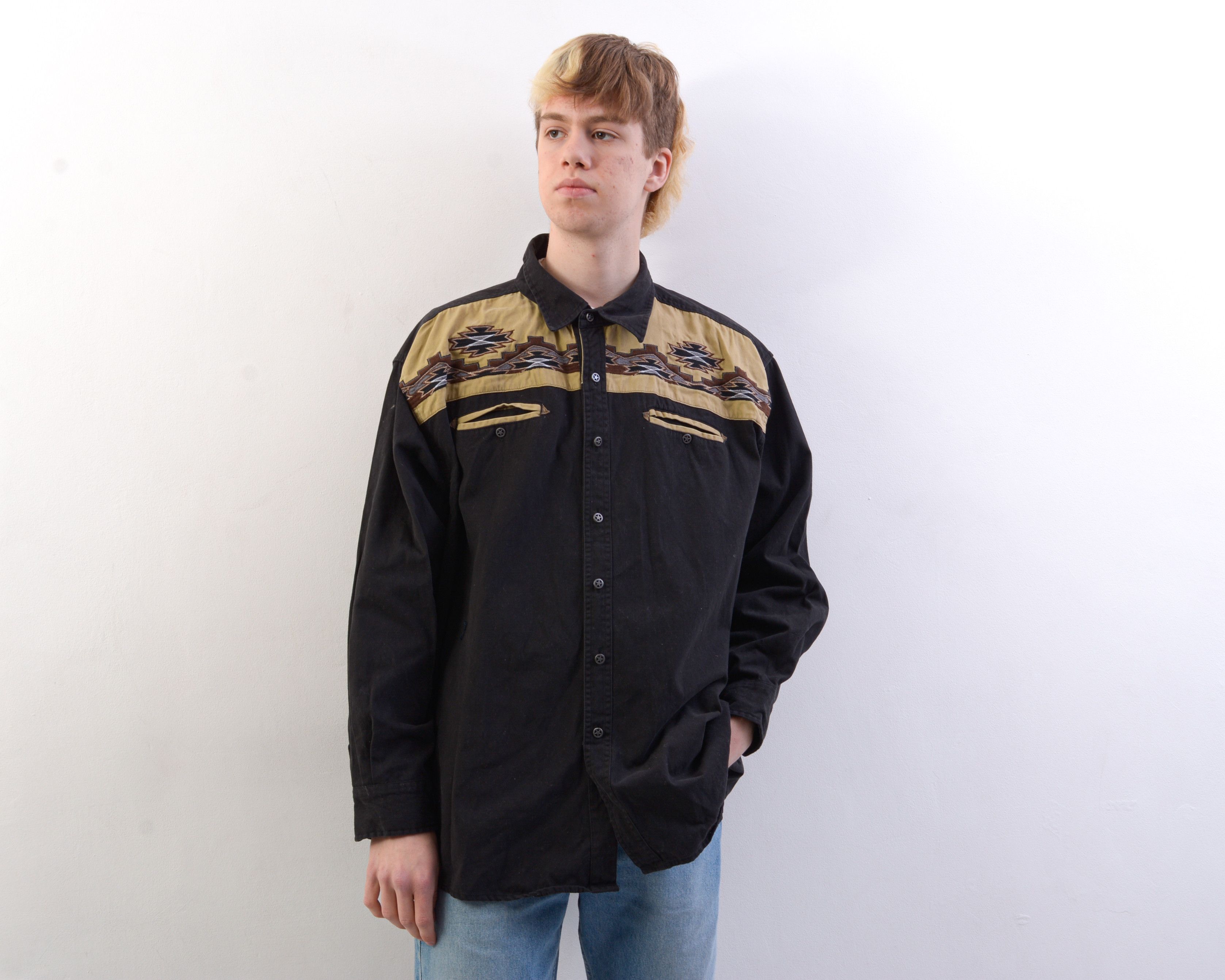 Cowboy Equipment × Vintage Western Cowboy Shirt 3XL Ranger Sheriff buttons Aztec Size US XXL / EU 58 / 5 - 2 Thumbnail