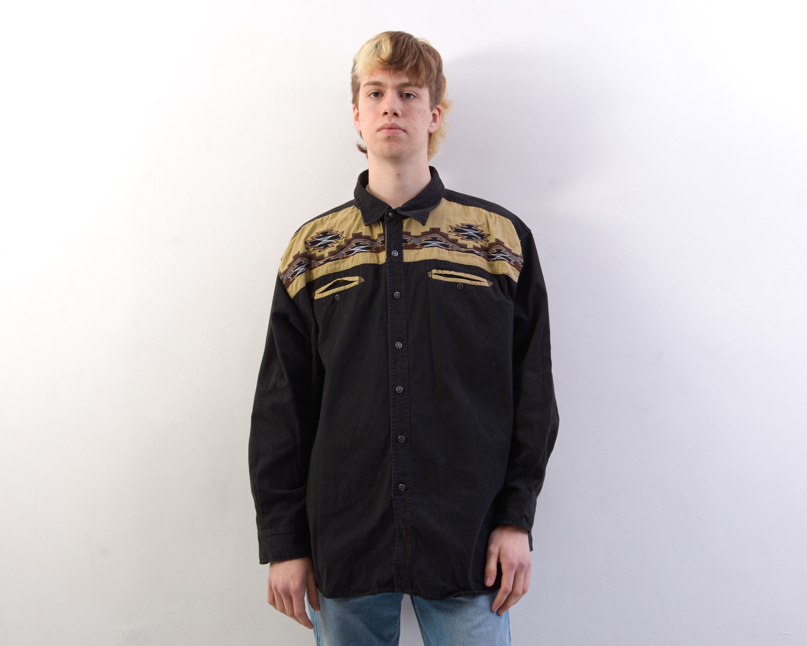 Cowboy Equipment × Vintage Western Cowboy Shirt 3XL Ranger Sheriff buttons Aztec Size US XXL / EU 58 / 5 - 1 Thumbnail