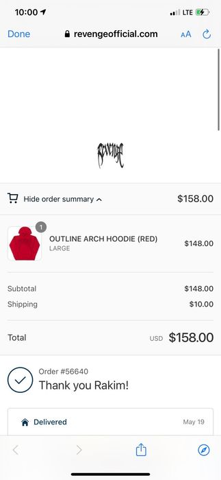 Deadstock 🌩 REVENGE 🌩 Embroidered Outline Logo Red Black Bred Hoodie Size US L / EU 52-54 / 3 - 9 Preview