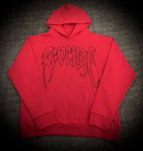 Deadstock 🌩 REVENGE 🌩 Embroidered Outline Logo Red Black Bred Hoodie Size US L / EU 52-54 / 3 - 2 Preview
