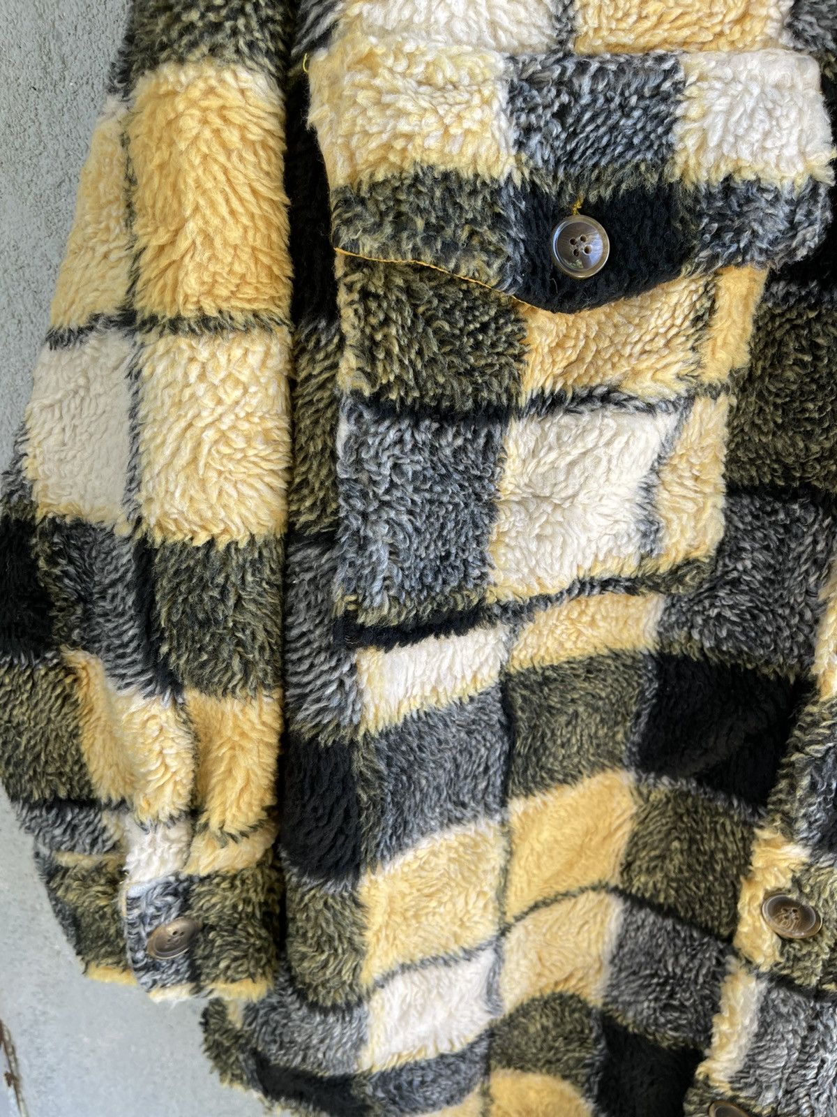 Flannel × Japanese Brand Rare RODEO CROWN YELLOW BLACK FLEECE FLANNER. Size US XL / EU 56 / 4 - 4 Thumbnail