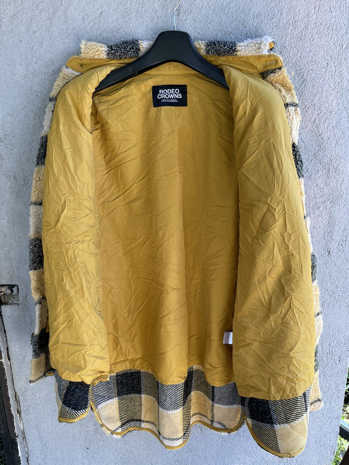 Flannel × Japanese Brand Rare RODEO CROWN YELLOW BLACK FLEECE FLANNER. Size US XL / EU 56 / 4 - 8 Thumbnail