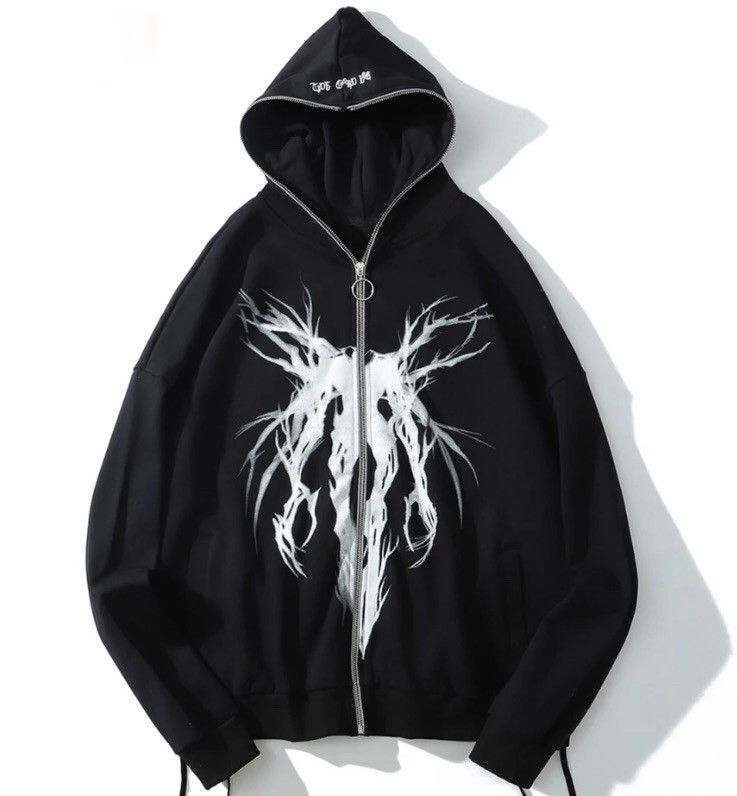 Punk Graphic Print Zipper Hoodie