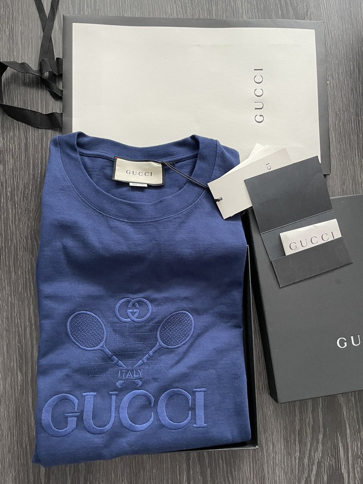 Gucci $2k Brand New Super Runway Embroidery Tennis Logo Shirt Size US XL / EU 56 / 4 - 8 Thumbnail