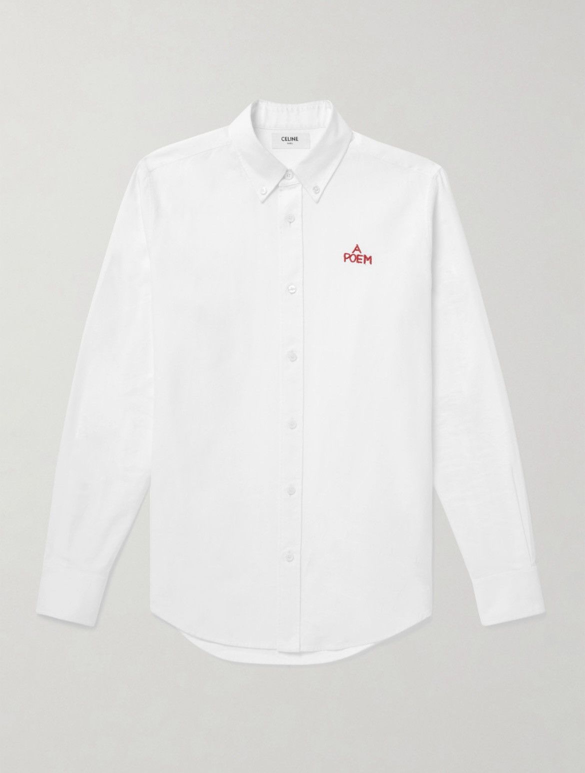 image of Celine Homme By Hedi Slimane “The Poem” Oxford Shirt 39 in White, Men's (Size Medium)