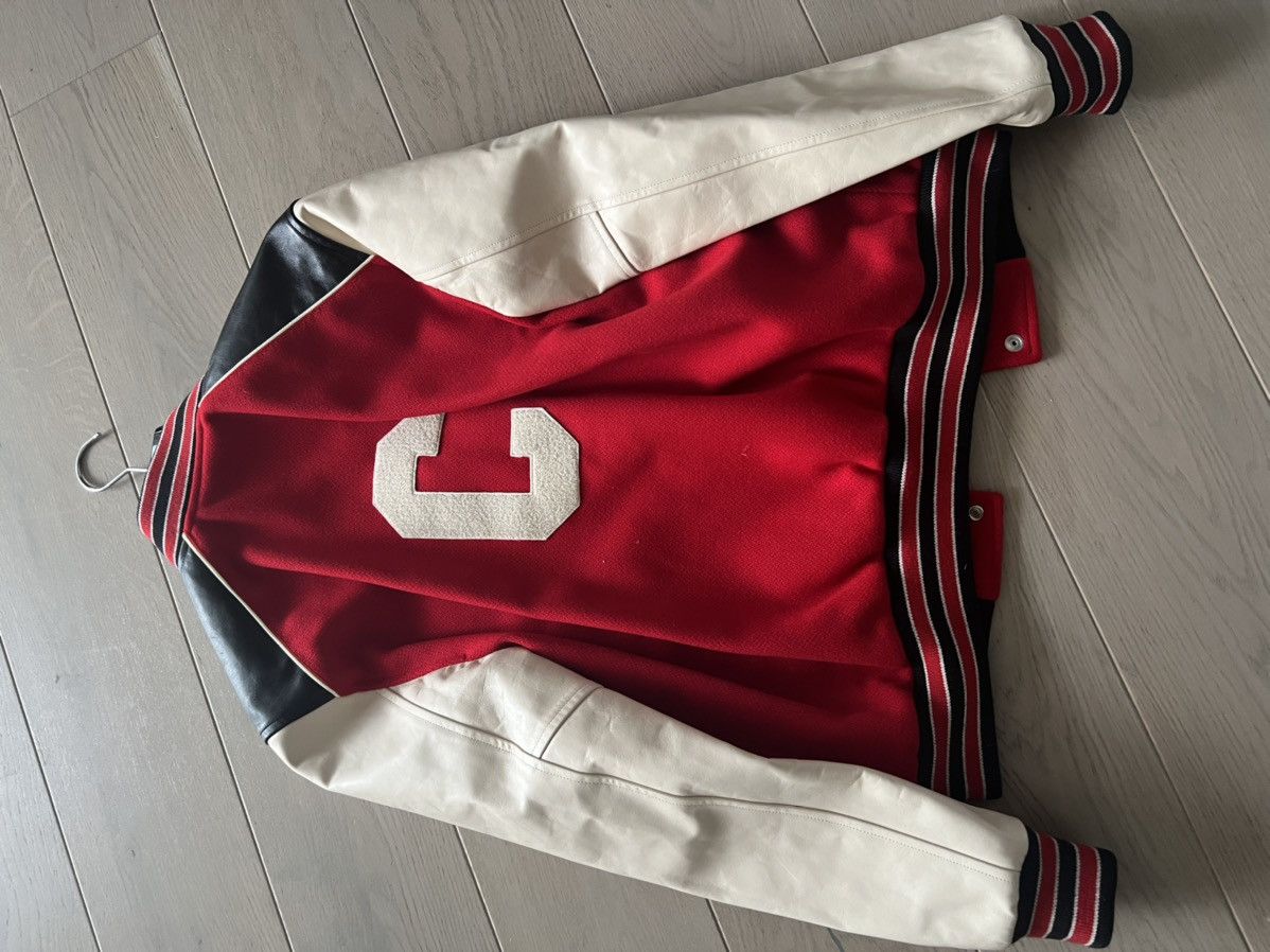 Celine × Hedi Slimane Celine FW22 red wool & leather Teddy Varsity Bomber jacket Size US M / EU 48-50 / 2 - 5 Thumbnail