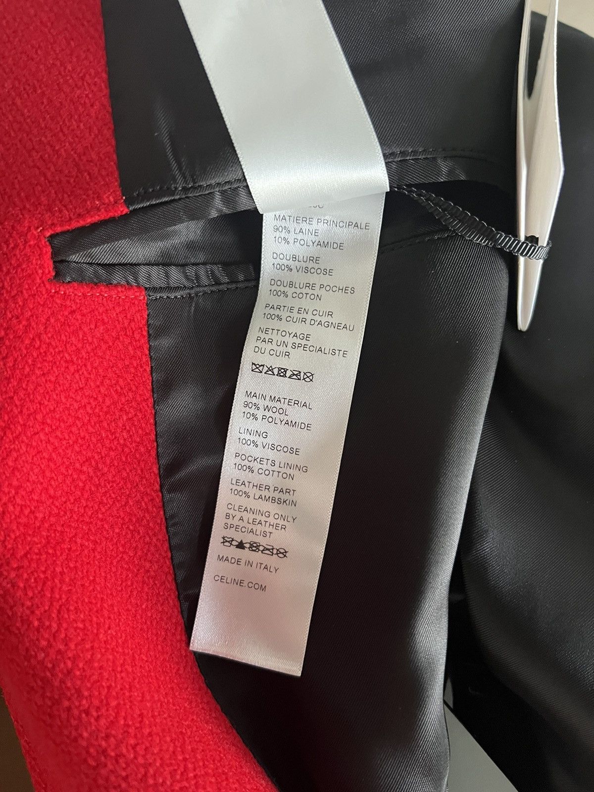 Celine × Hedi Slimane Celine FW22 red wool & leather Teddy Varsity Bomber jacket Size US M / EU 48-50 / 2 - 9 Thumbnail