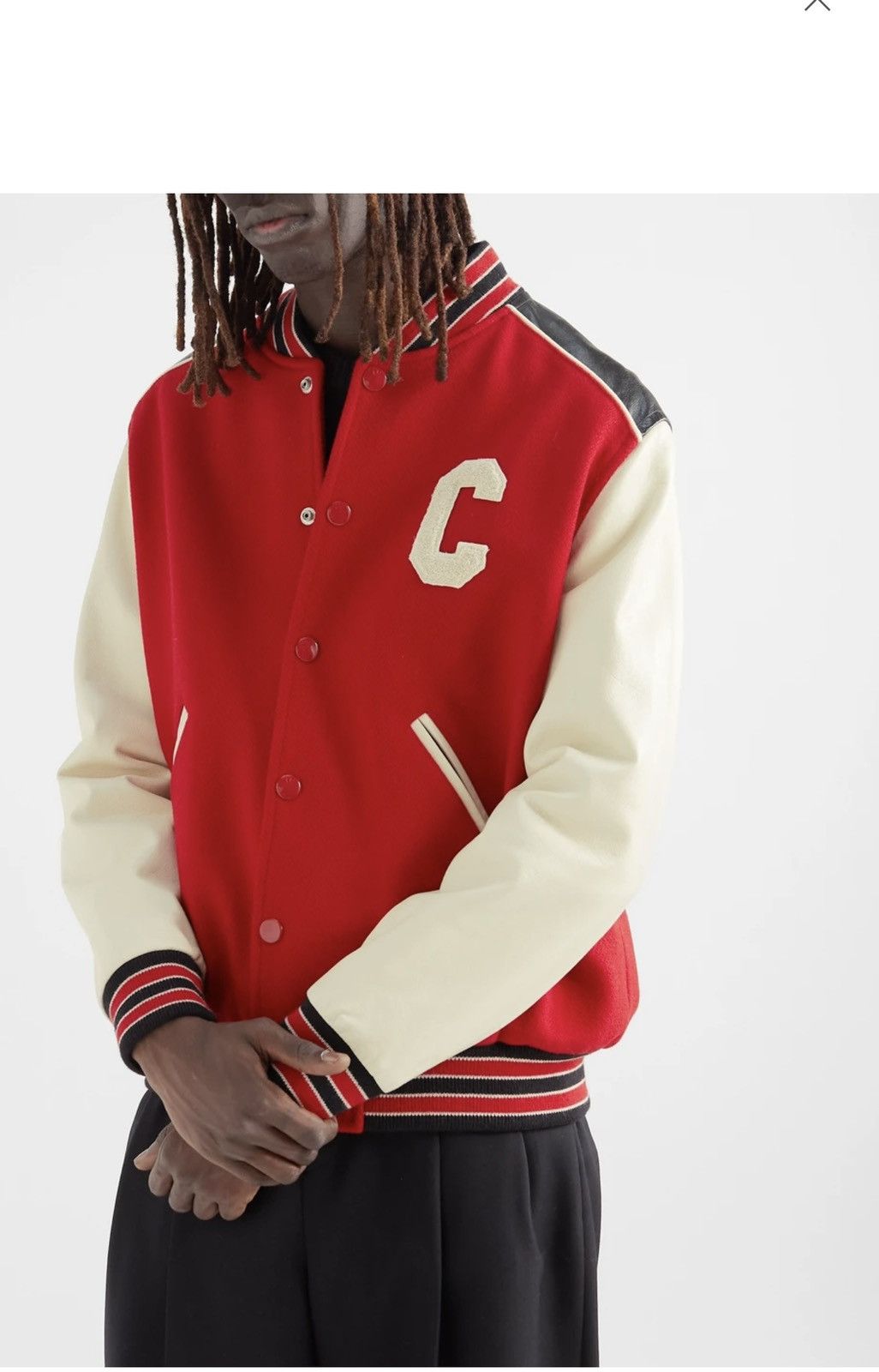 Celine × Hedi Slimane Celine FW22 red wool & leather Teddy Varsity Bomber jacket Size US M / EU 48-50 / 2 - 10 Thumbnail