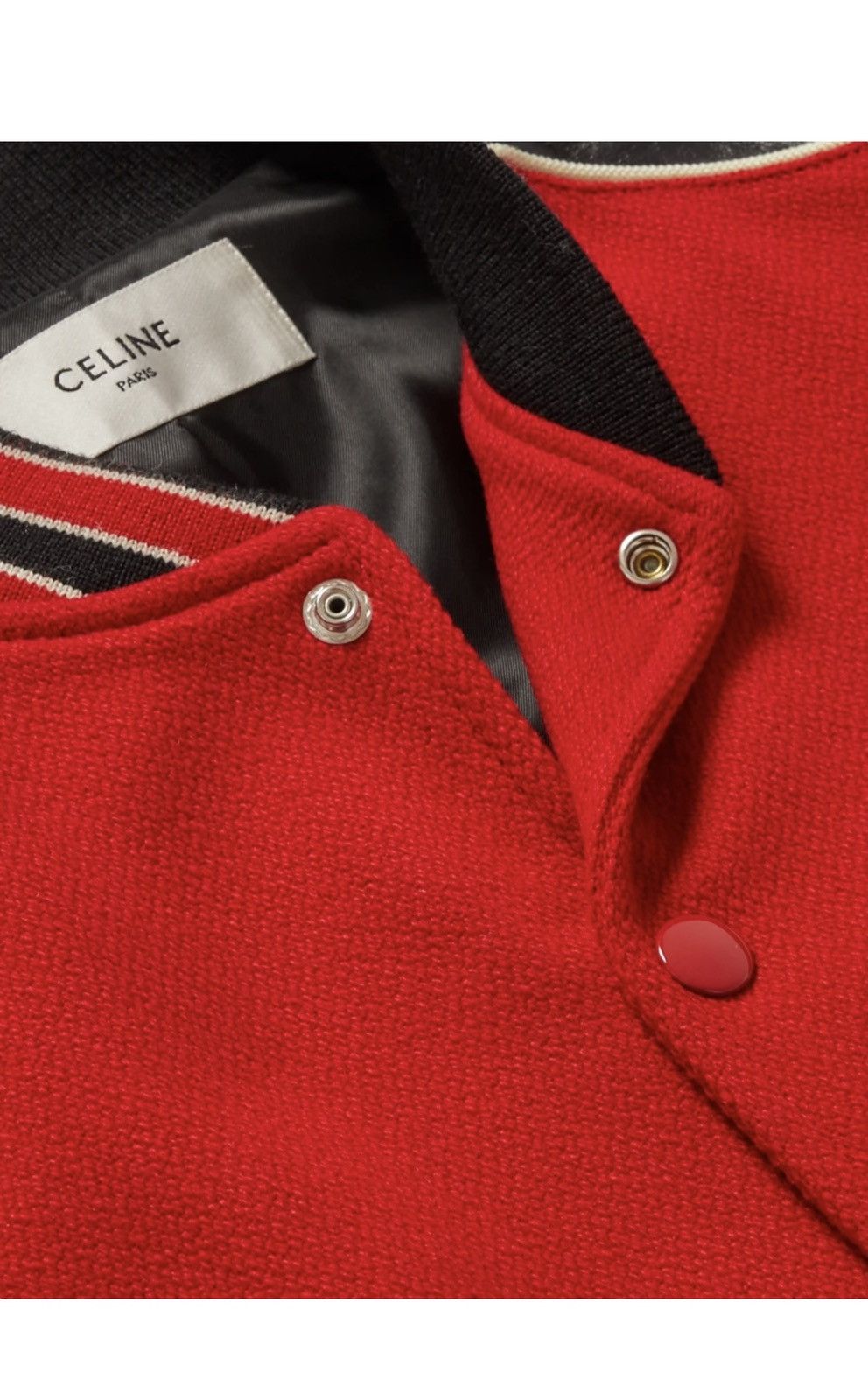 Celine × Hedi Slimane Celine FW22 red wool & leather Teddy Varsity Bomber jacket Size US M / EU 48-50 / 2 - 14 Thumbnail