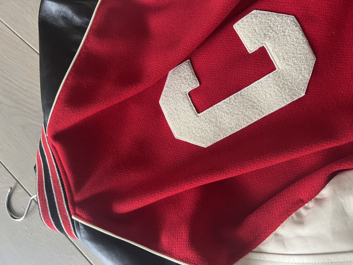 Celine × Hedi Slimane Celine FW22 red wool & leather Teddy Varsity Bomber jacket Size US M / EU 48-50 / 2 - 6 Thumbnail