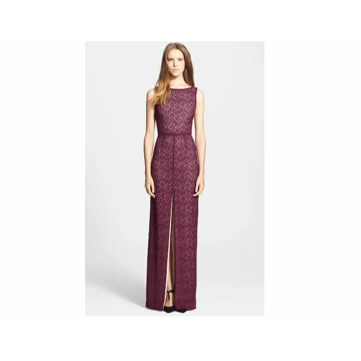 Alice + Olivia Gemma Cranberry Lace 2024 & Pink Front Slit Maxi Formal Dress Sz10