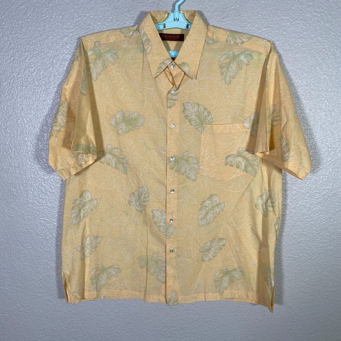 Tori Richard Tori Richard Hawaiian Shirt Mens Large Yellow Green Floral ...