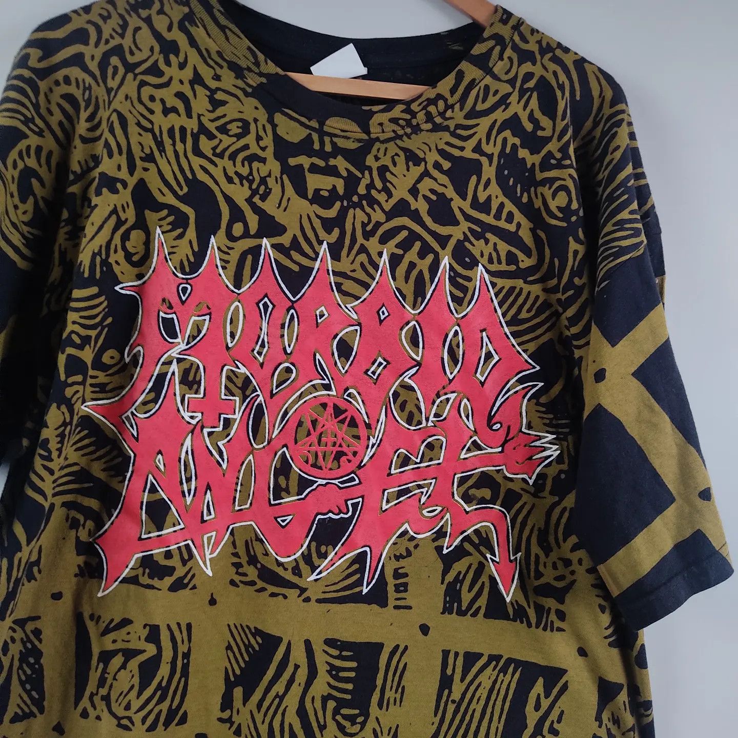 Band Tees × Vintage 90's Morbid Angel All Over Print Black Metal Size US XL / EU 56 / 4 - 4 Thumbnail