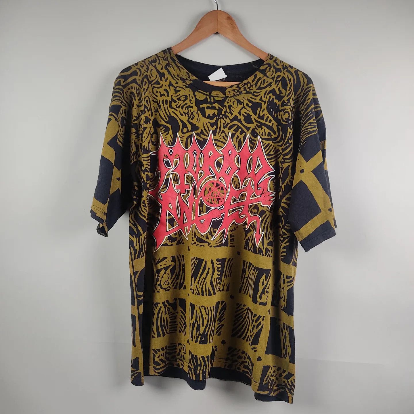 Band Tees × Vintage 90's Morbid Angel All Over Print Black Metal Size US XL / EU 56 / 4 - 6 Thumbnail