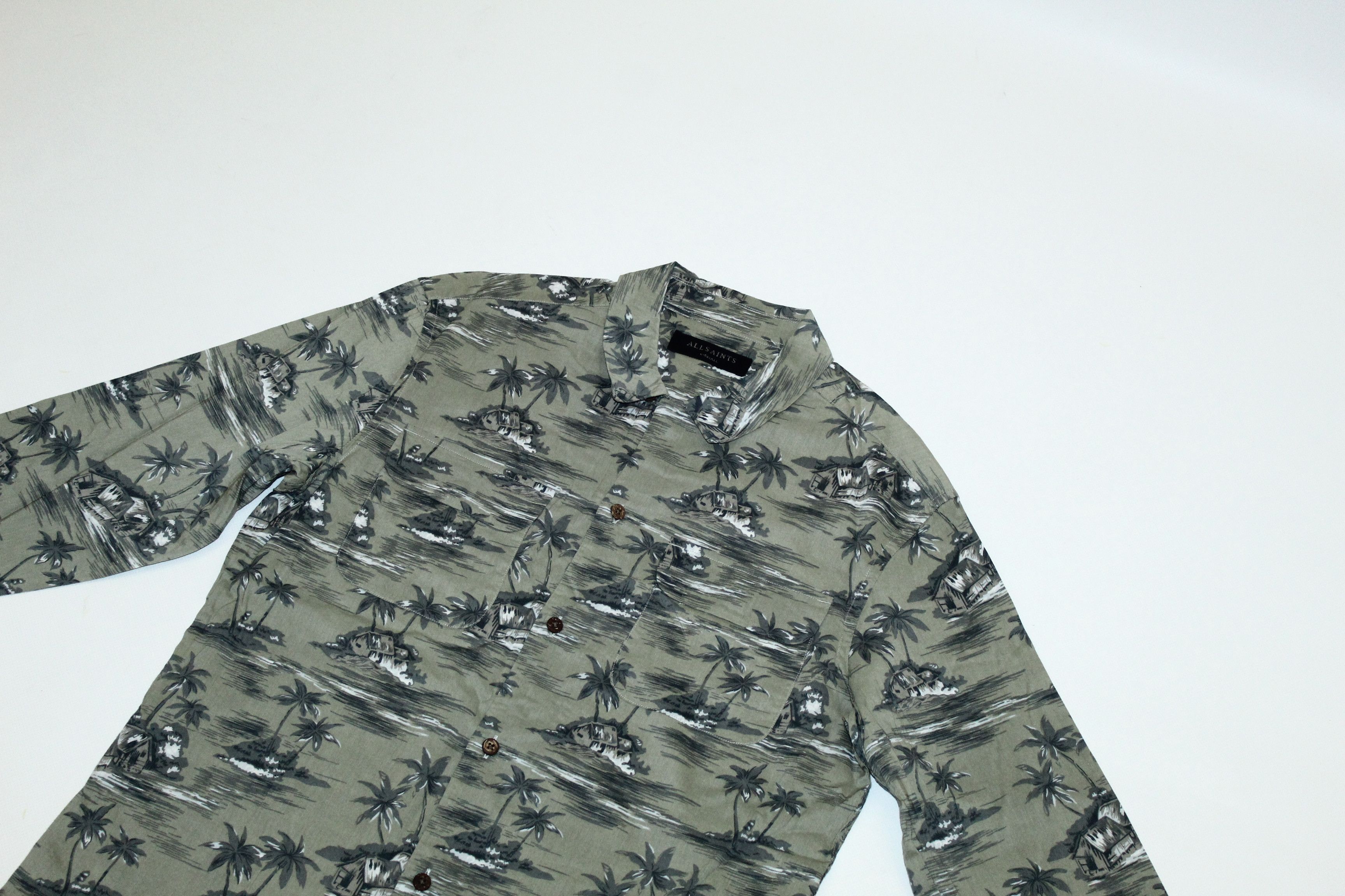 Allsaints Allsaints Marooned Hawaiian Cotton Viscose Blend L/S Shirt Size US XS / EU 42 / 0 - 4 Thumbnail