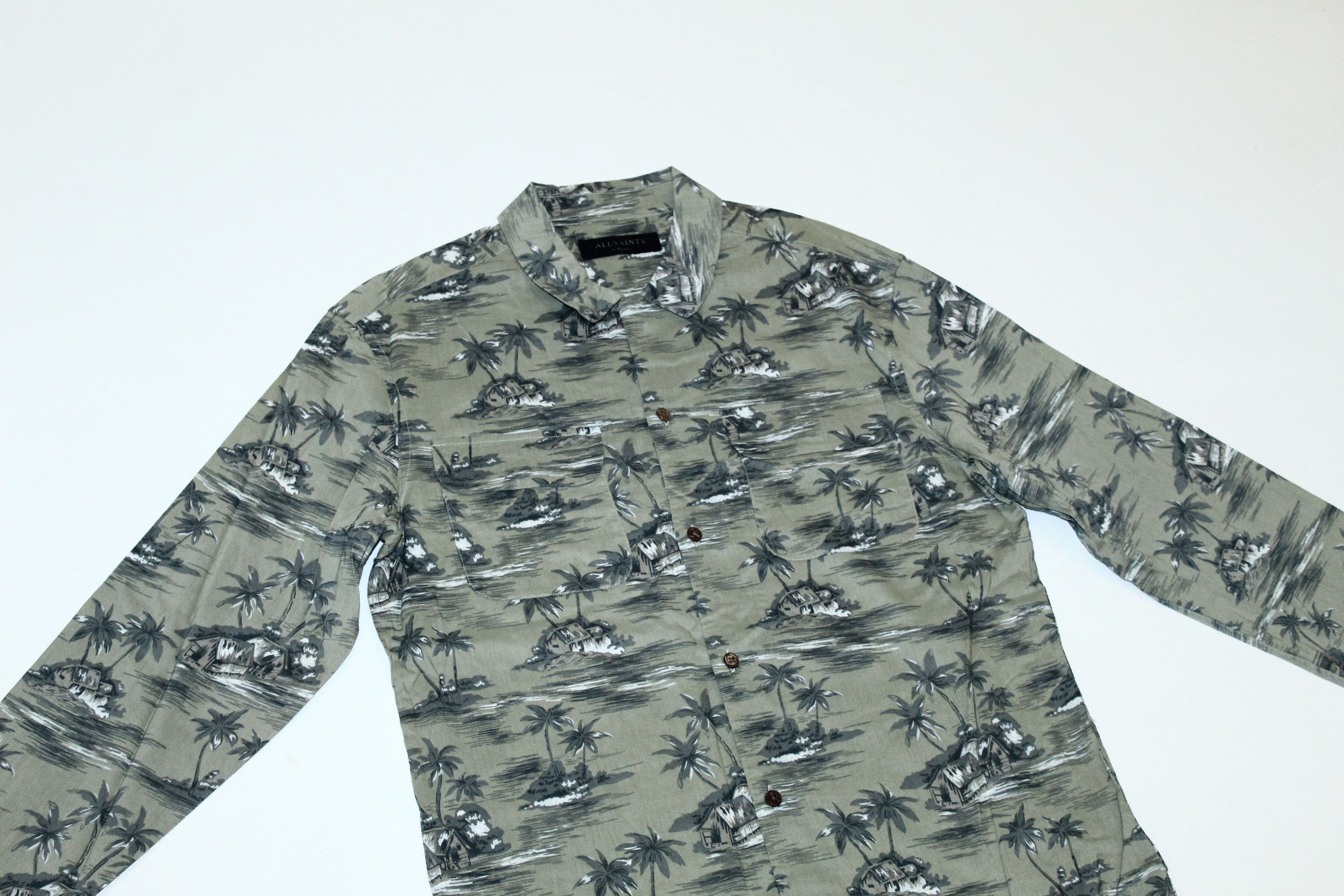 Allsaints Allsaints Marooned Hawaiian Cotton Viscose Blend L/S Shirt Size US XS / EU 42 / 0 - 5 Thumbnail