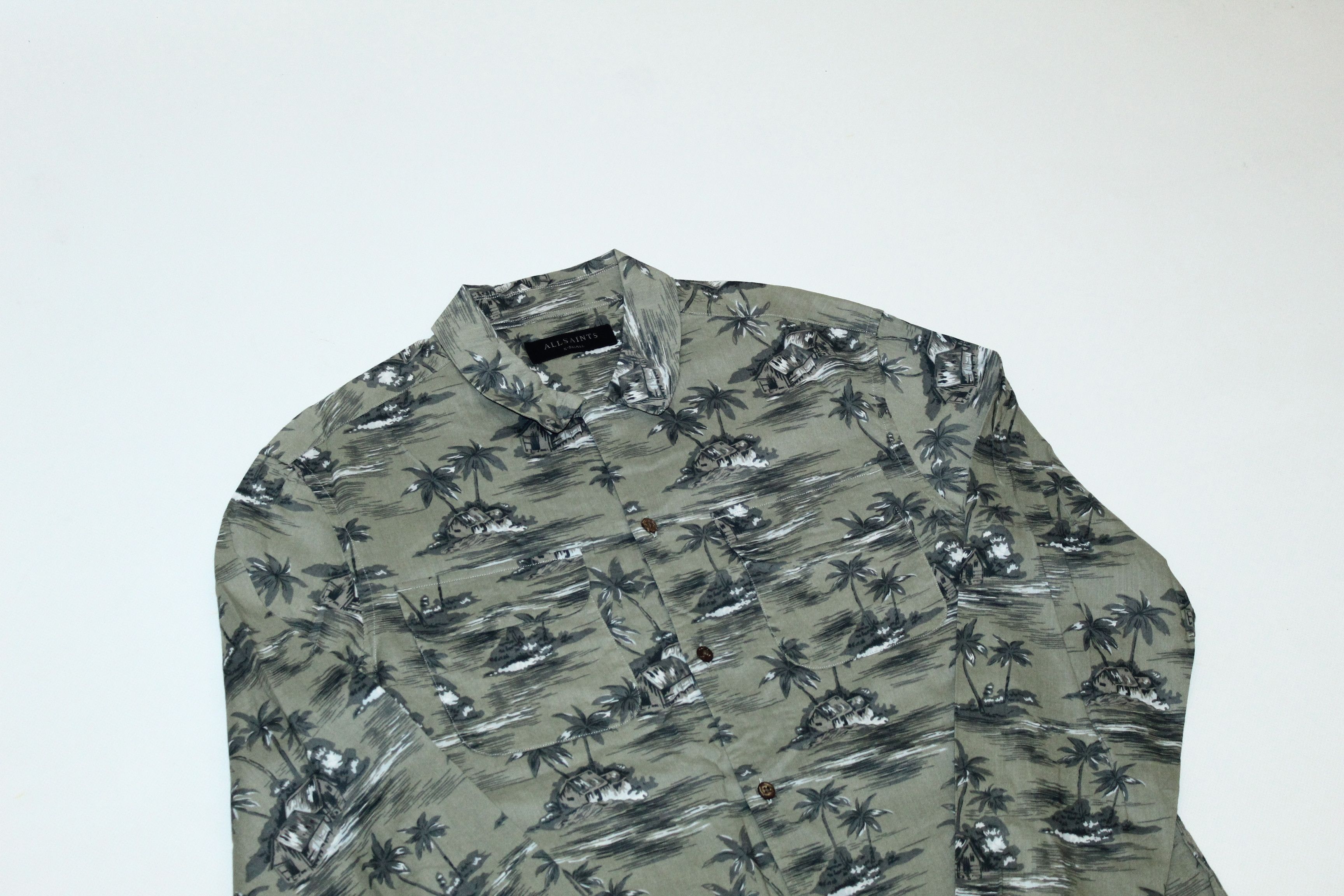 Allsaints Allsaints Marooned Hawaiian Cotton Viscose Blend L/S Shirt Size US XS / EU 42 / 0 - 2 Thumbnail