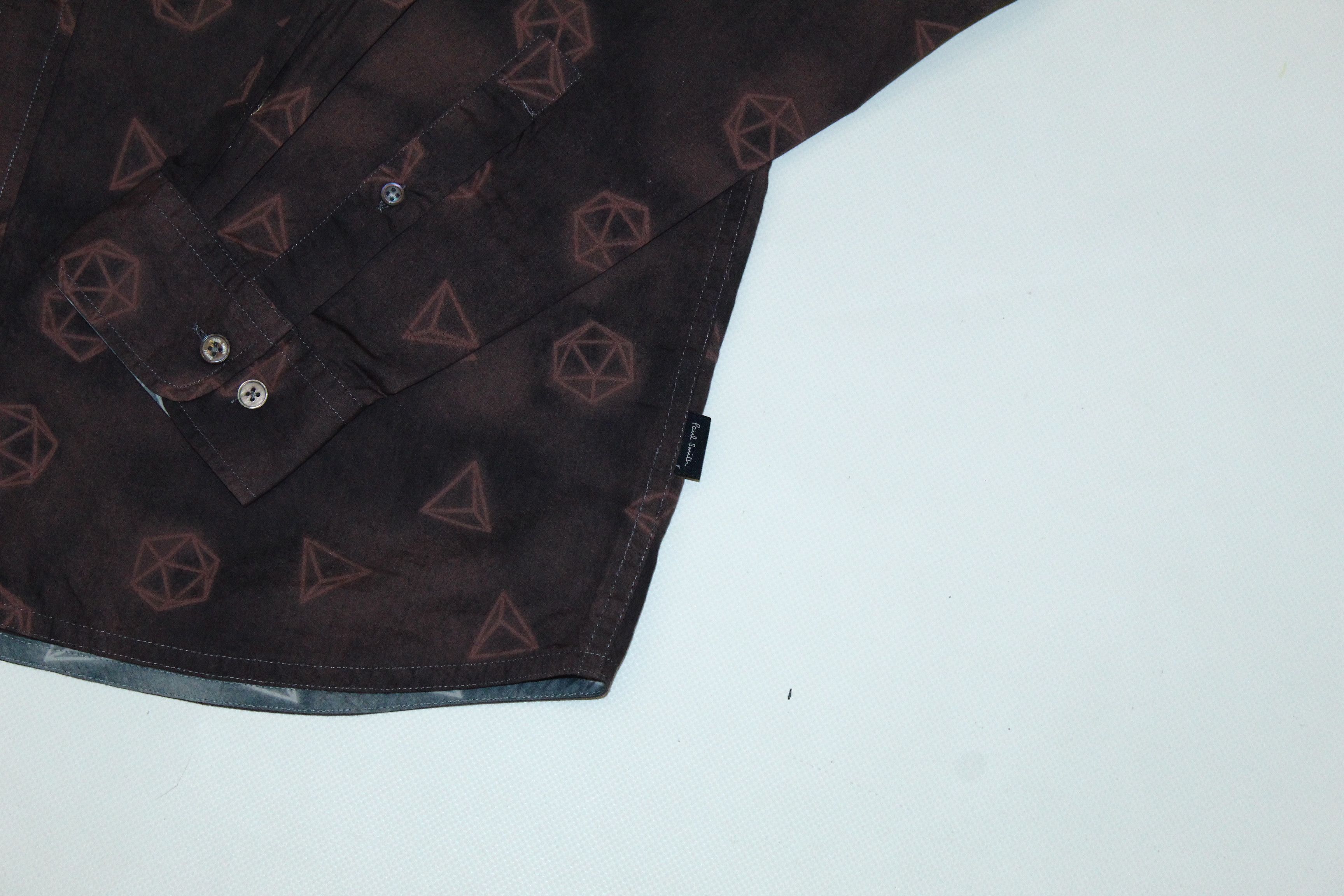 Paul Smith Paul Smith Garment Dyed Geometric Print Poplin Shirt Size US L / EU 52-54 / 3 - 6 Thumbnail