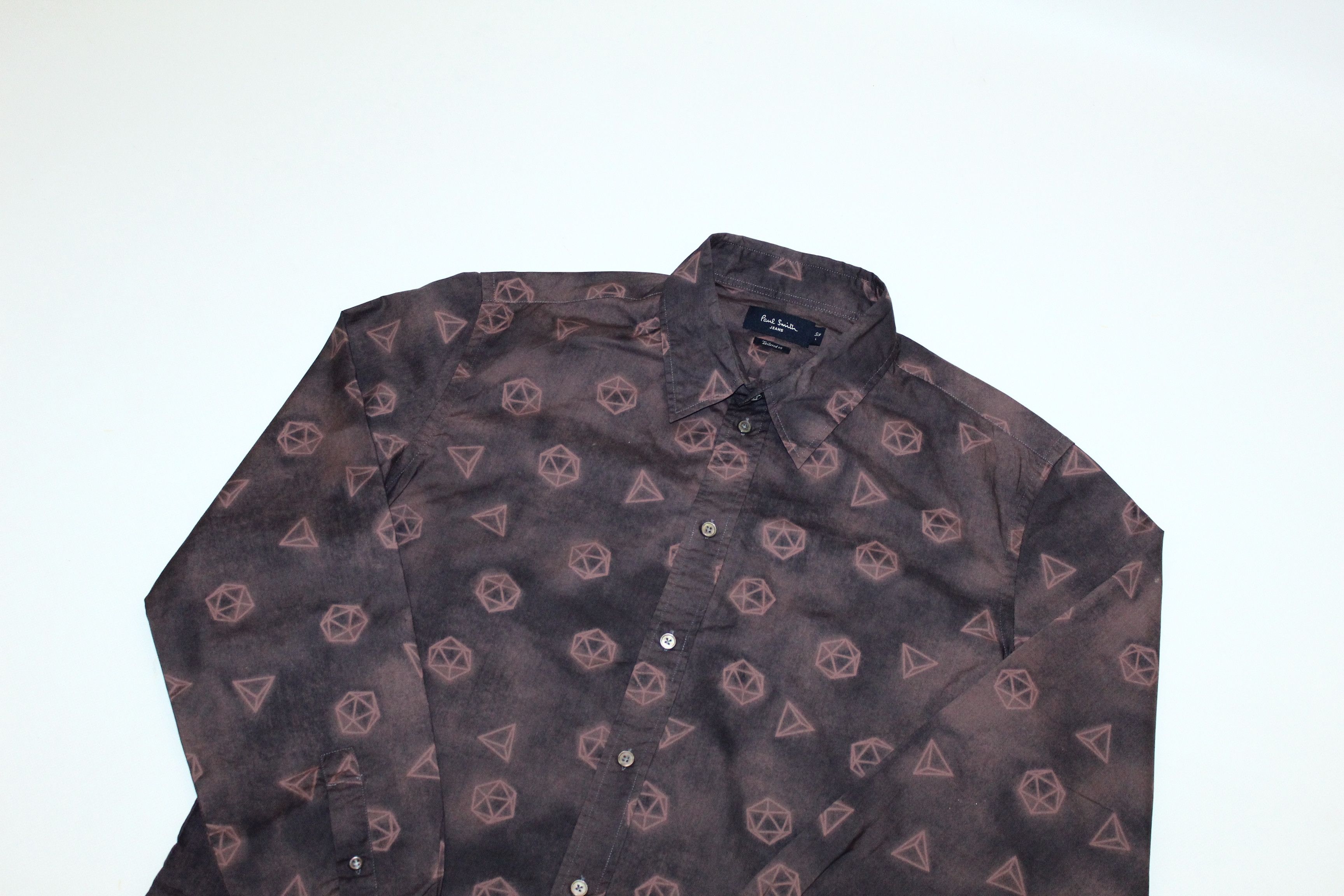 Paul Smith Paul Smith Garment Dyed Geometric Print Poplin Shirt Size US L / EU 52-54 / 3 - 4 Thumbnail