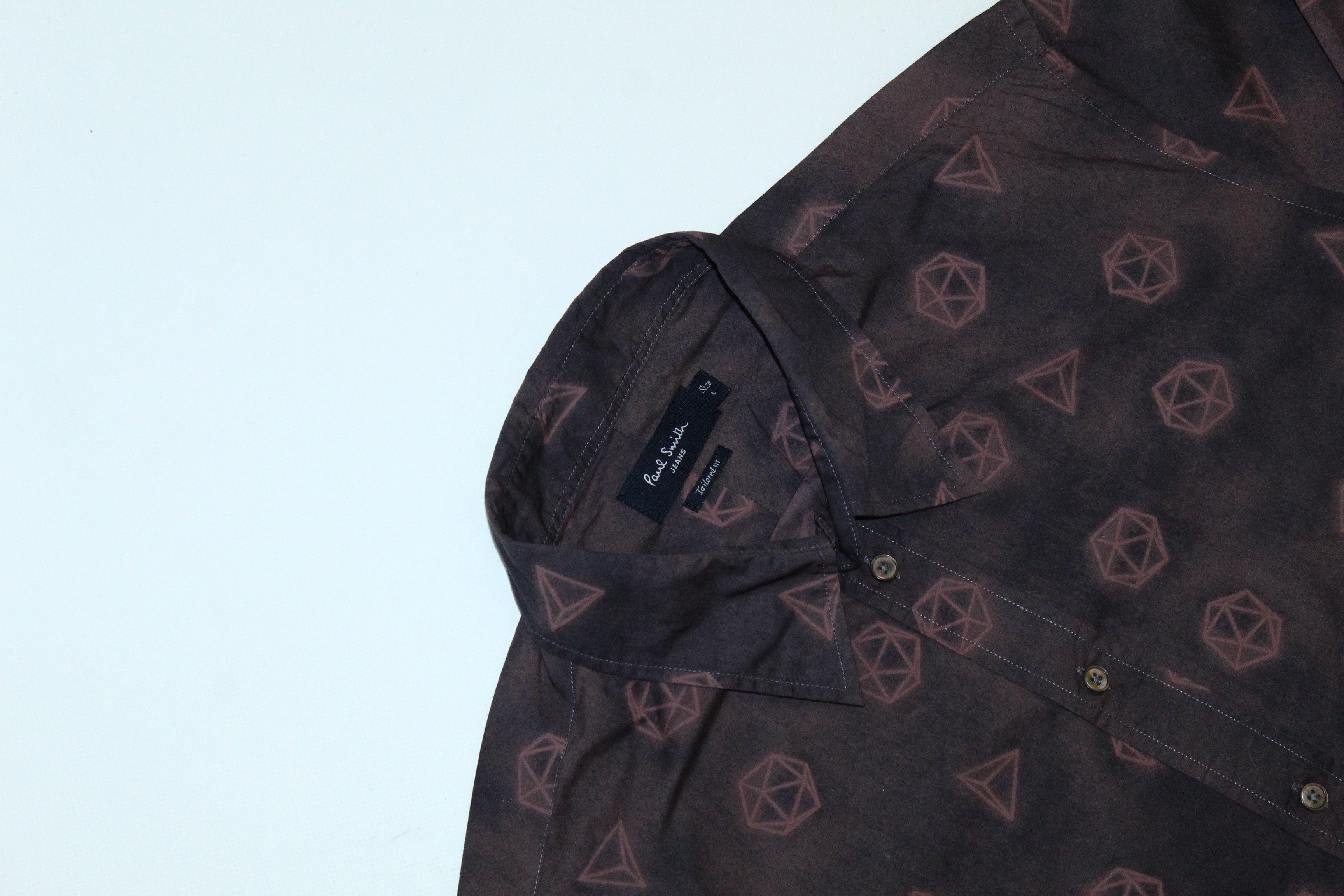 Paul Smith Paul Smith Garment Dyed Geometric Print Poplin Shirt Size US L / EU 52-54 / 3 - 5 Thumbnail