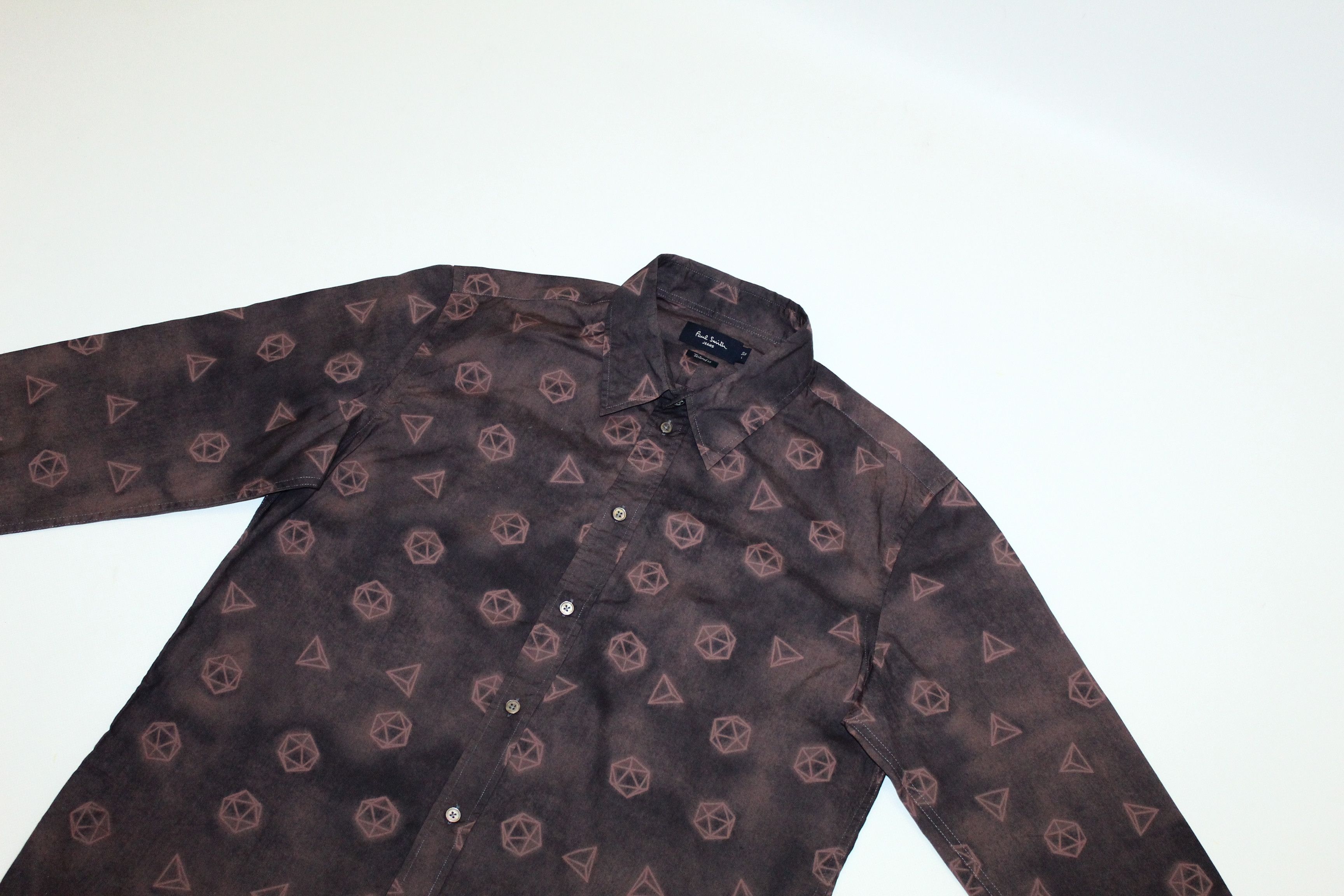 Paul Smith Paul Smith Garment Dyed Geometric Print Poplin Shirt Size US L / EU 52-54 / 3 - 3 Thumbnail