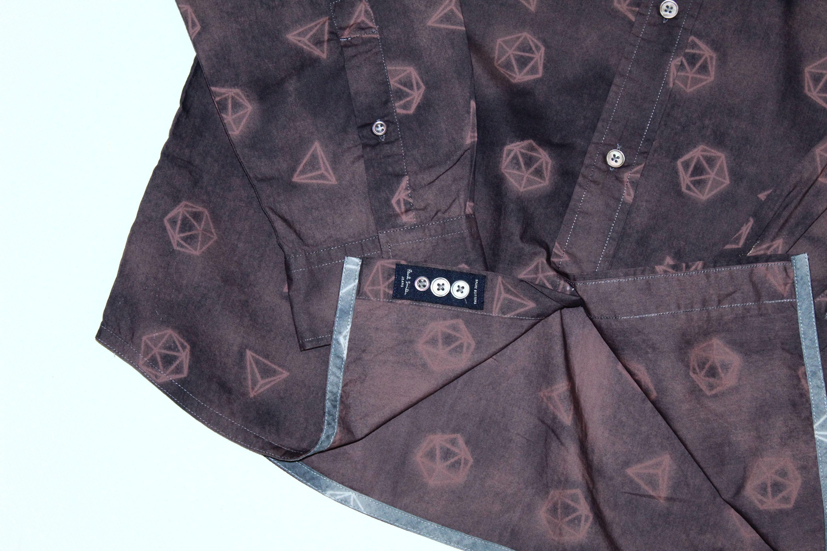 Paul Smith Paul Smith Garment Dyed Geometric Print Poplin Shirt Size US L / EU 52-54 / 3 - 7 Thumbnail