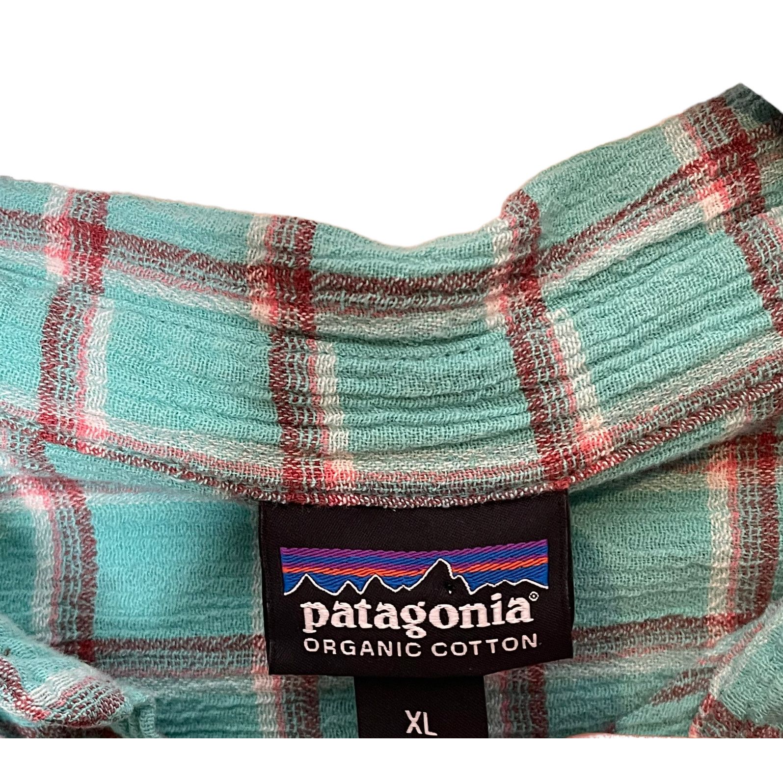Patagonia Patagonia Shirt Size XL Teal Red White Check Organic Cotton Size US XL / EU 56 / 4 - 3 Thumbnail