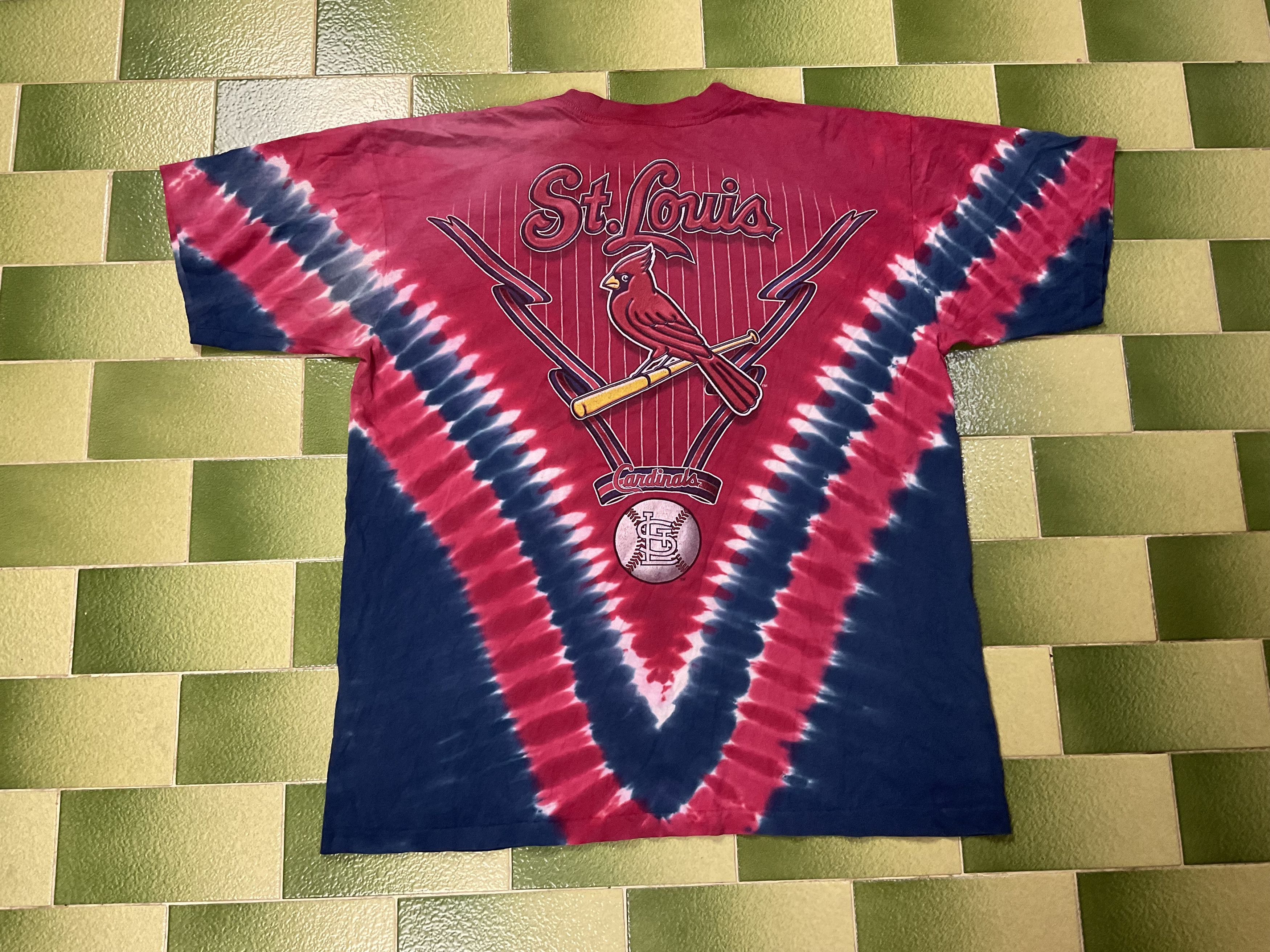 MLB Vintage 90s St. Louis Cardinals Tie Dye T-Shirt 2 Sided Size US XL / EU 56 / 4 - 2 Thumbnail